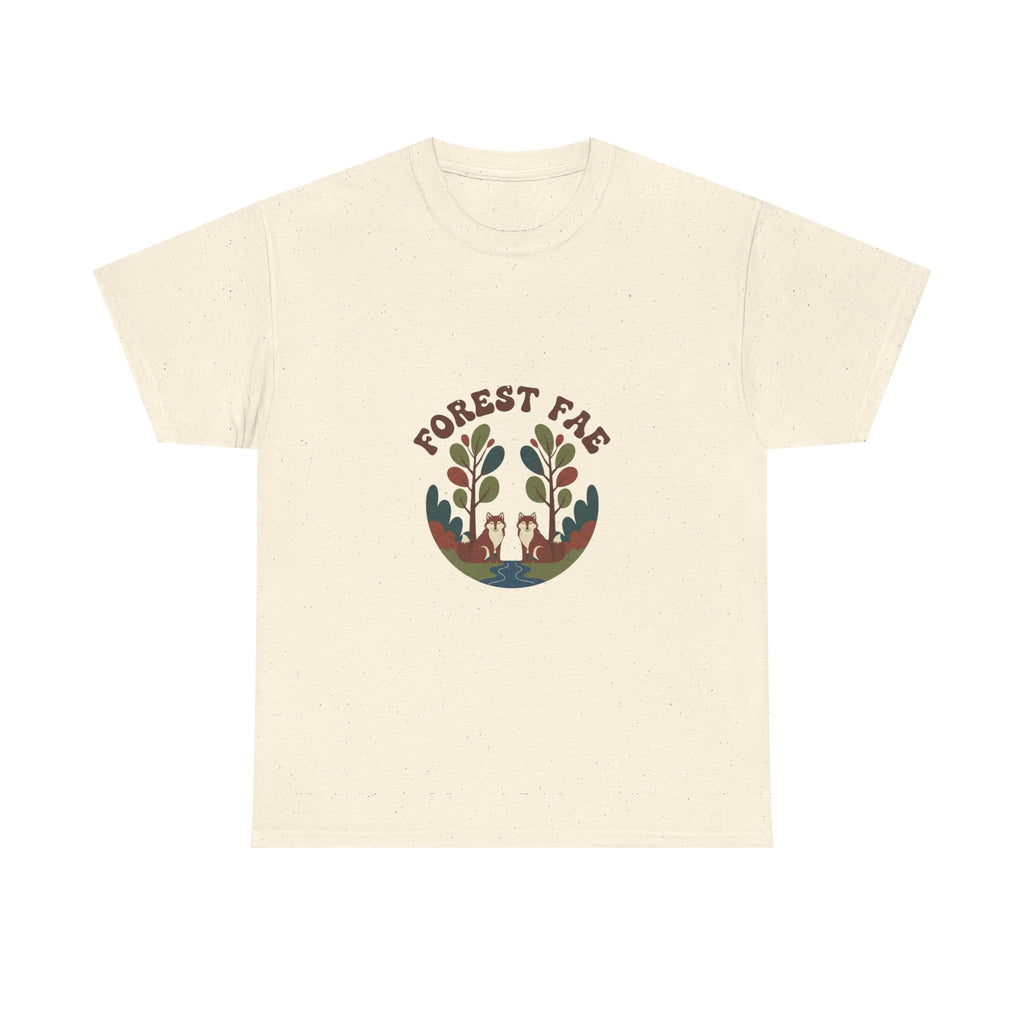 Retro Forest Fae Unisex Heavy Cotton Tee, Boho T-Shirt, Nature Lover Gift, Eco-Friendly Top, Fairy Shirt, Casual Wear