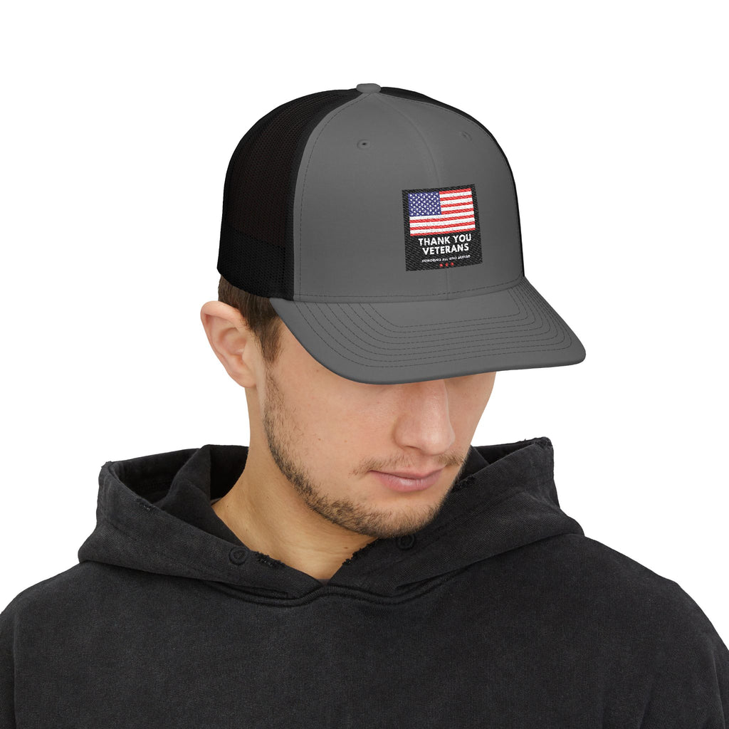 Veterans Appreciation Snapback Trucker Cap, Patriotic Hat, Father's Day Gift, Casual Outfit, American Flag Cap