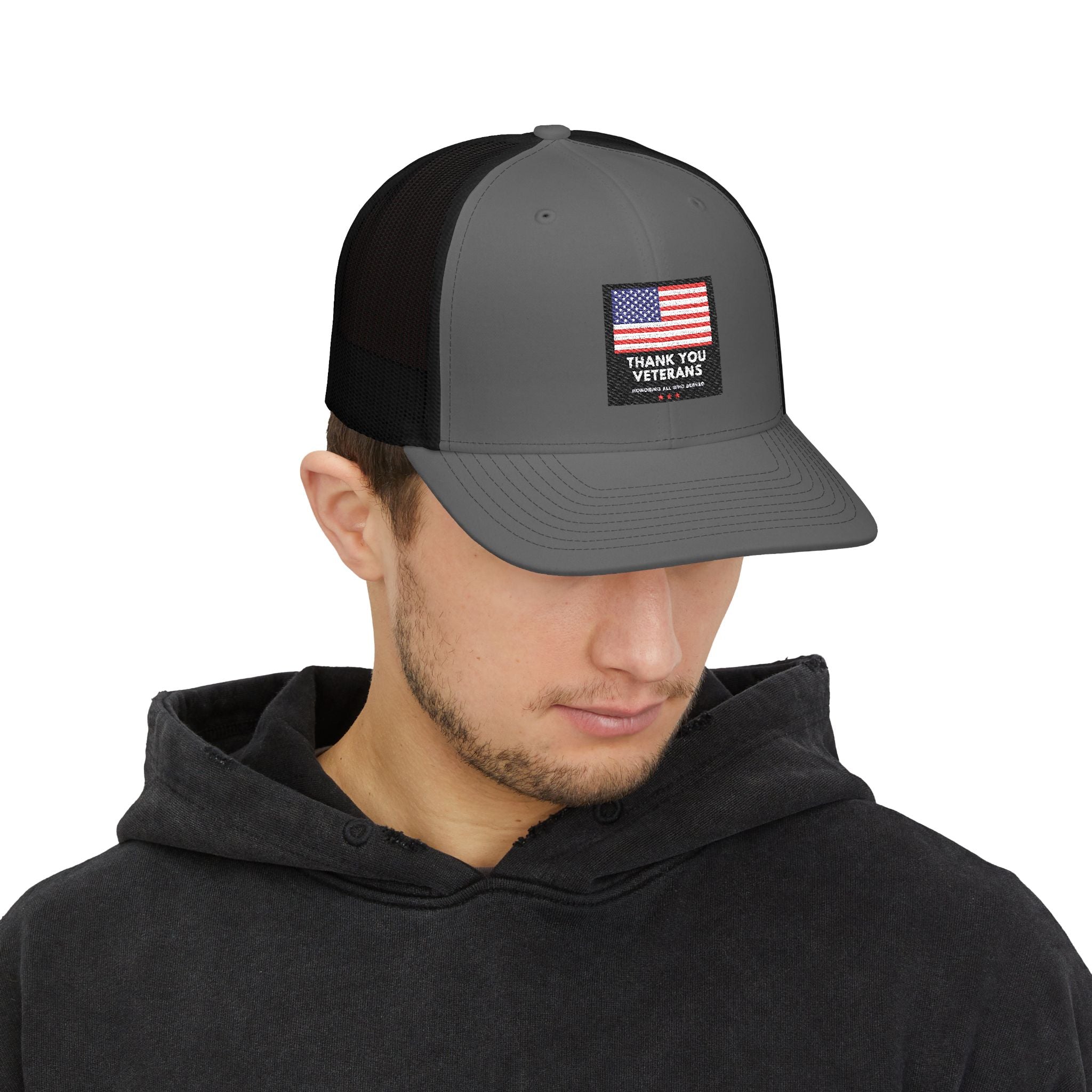 Veterans Appreciation Snapback Trucker Cap, Patriotic Hat, Father's Day Gift, Casual Outfit, American Flag Cap