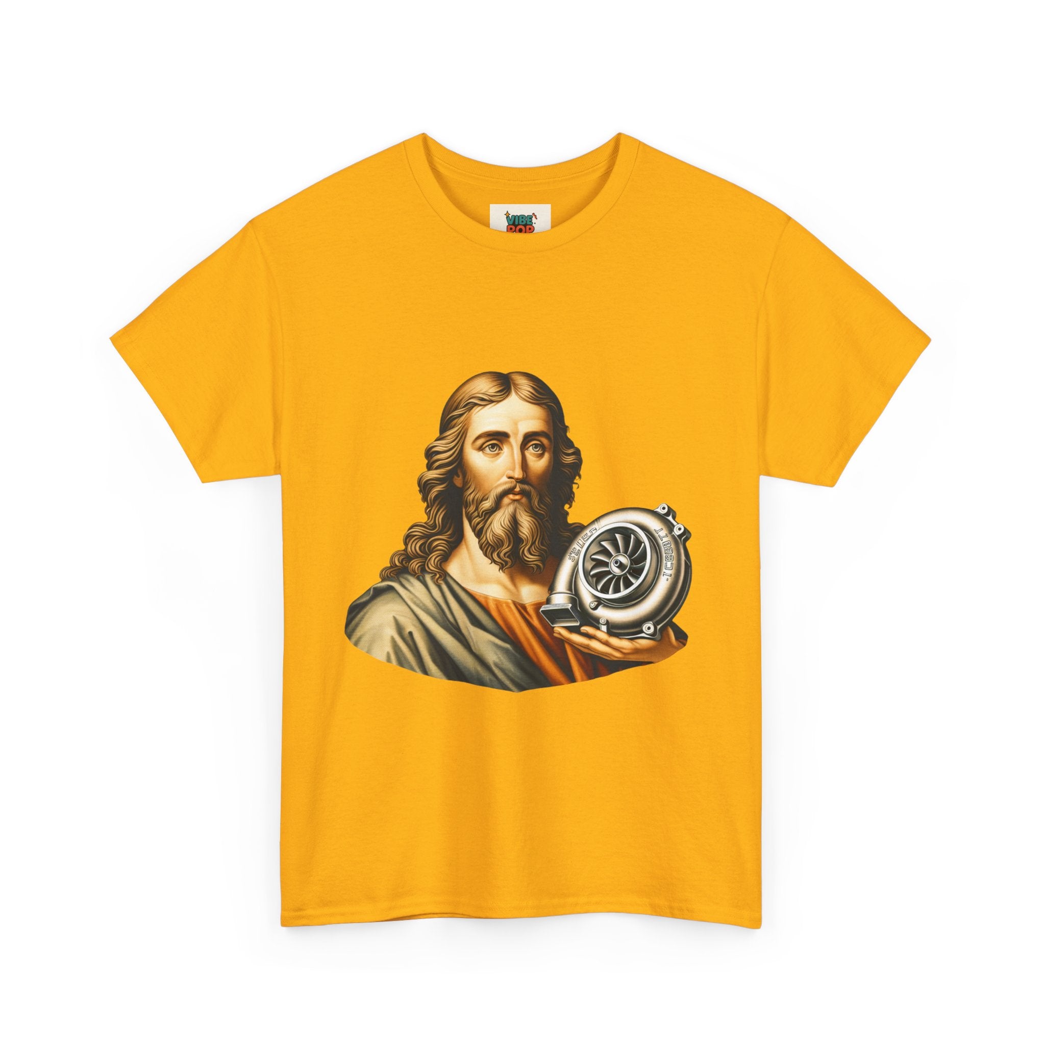 Vintage-Inspired Jesus Turbo Graphic Tee, Unisex Heavy Cotton Tee for Casual Wear, Gifts
