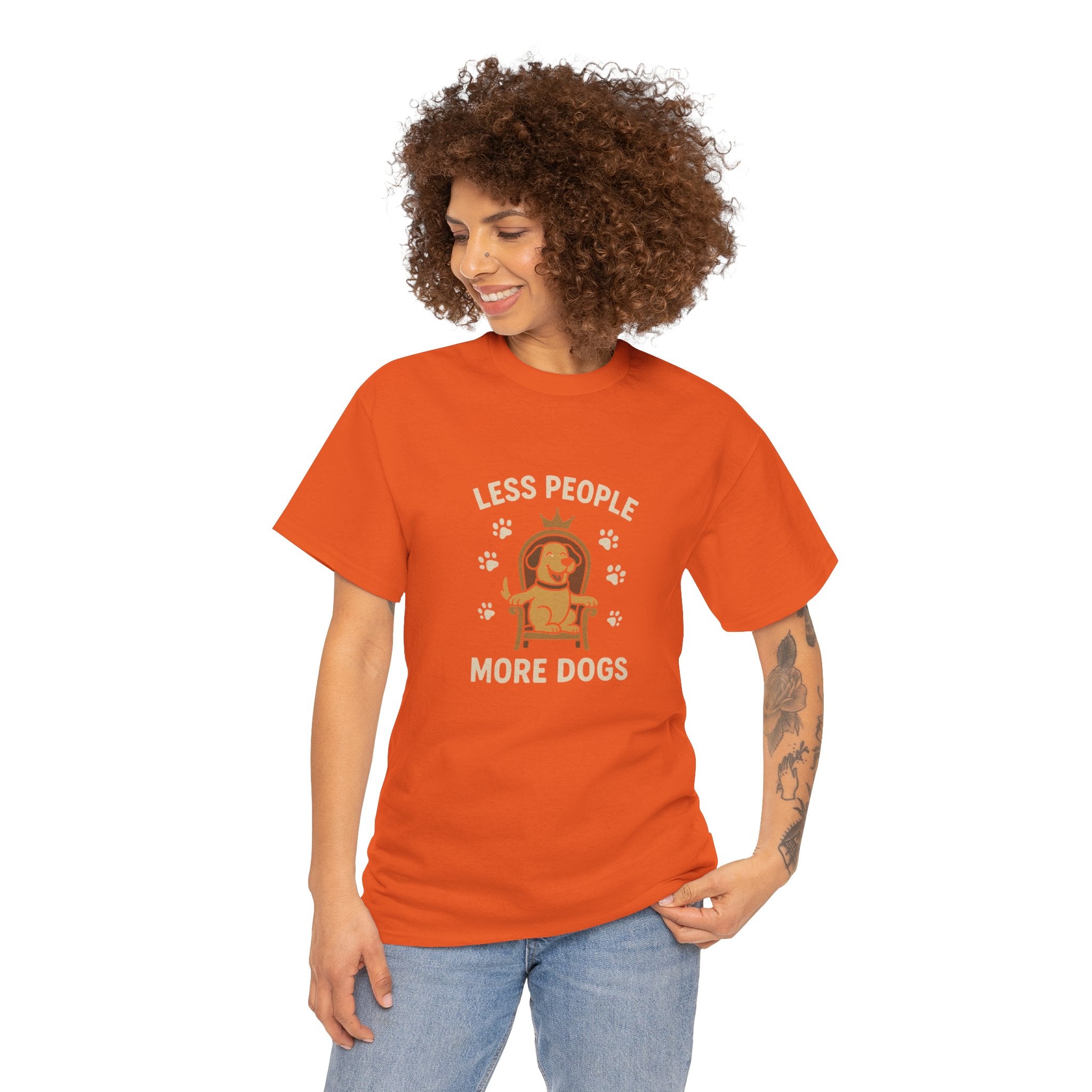 Unisex Heavy Cotton Tee - "Less People More Dogs" Graphic Tee, Dog Lover Gift, Casual T-Shirt, Pet Owner Apparel, Funny Animal Shirt