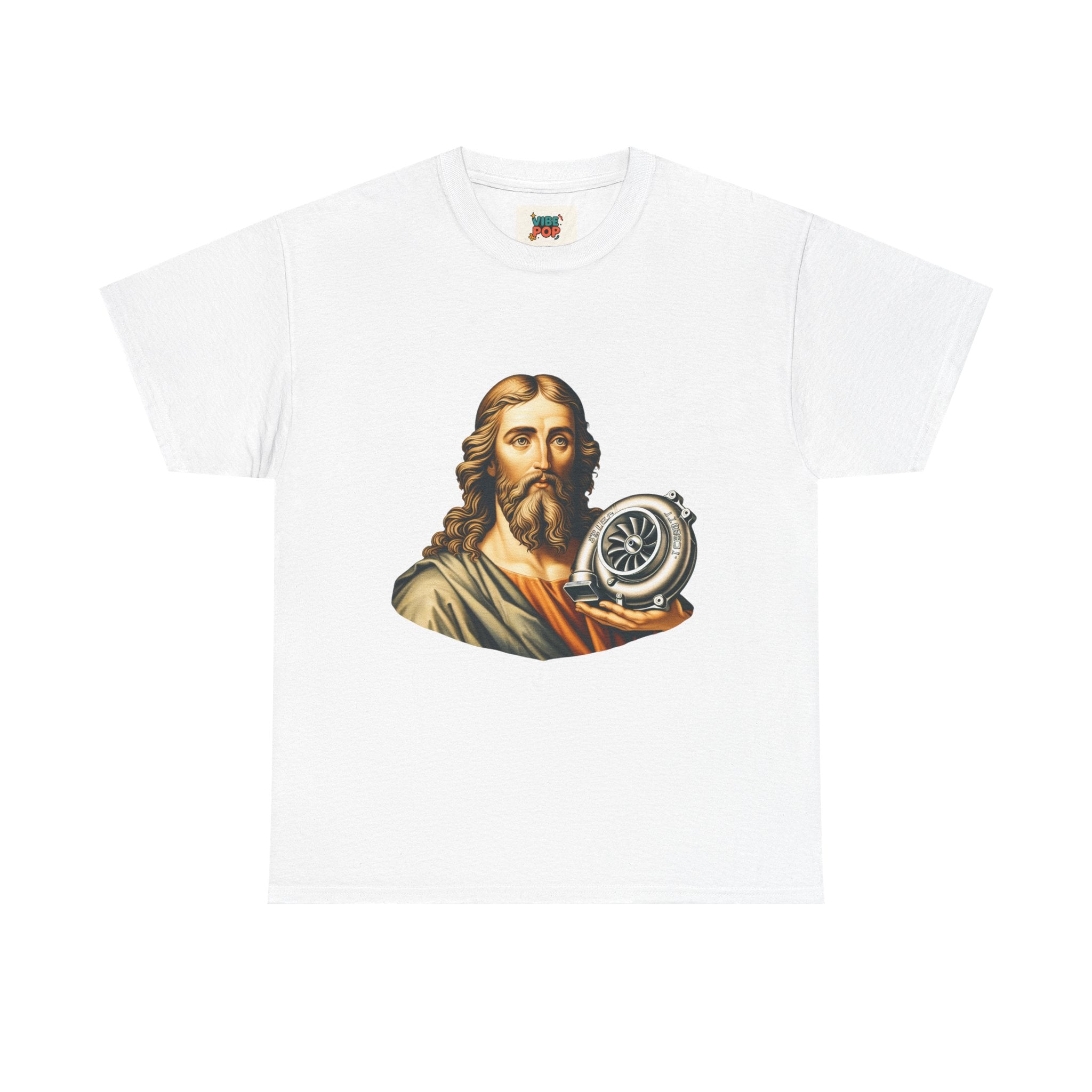 Vintage-Inspired Jesus Turbo Graphic Tee, Unisex Heavy Cotton Tee for Casual Wear, Gifts