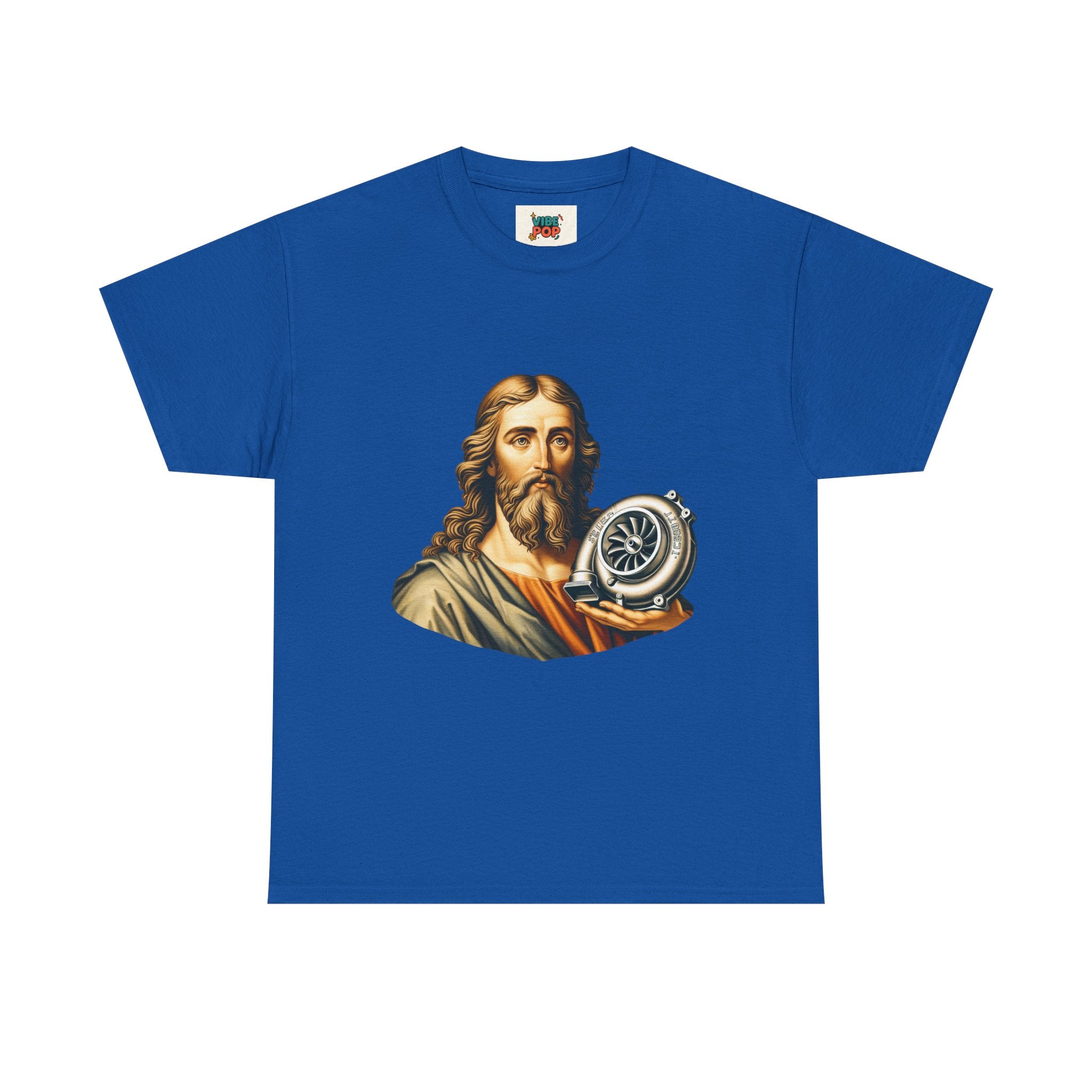 Vintage-Inspired Jesus Turbo Graphic Tee, Unisex Heavy Cotton Tee for Casual Wear, Gifts