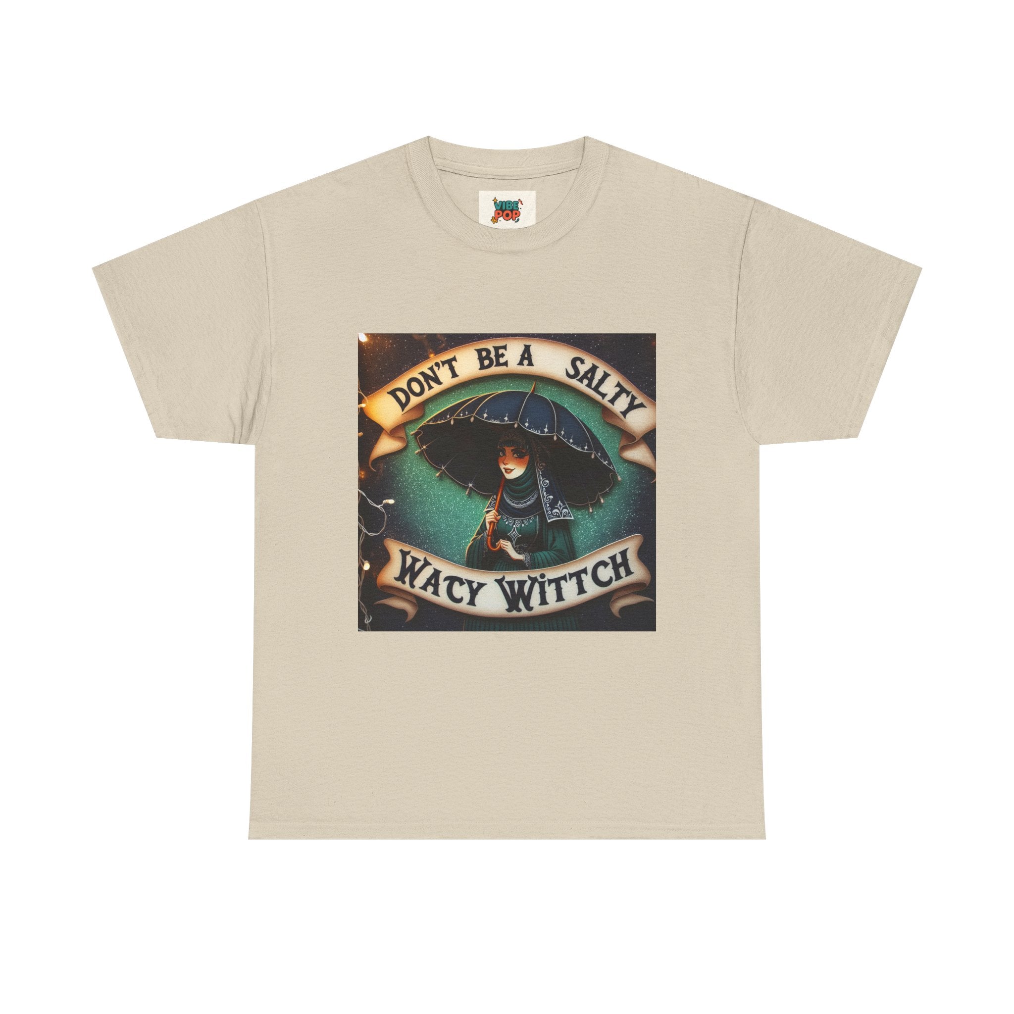 Unisex Heavy Cotton Tee: Salty Witch Graphic Tee, Perfect for Halloween, Gift for Witches, Casual Wear, Witchy Vibes, Statement Tee