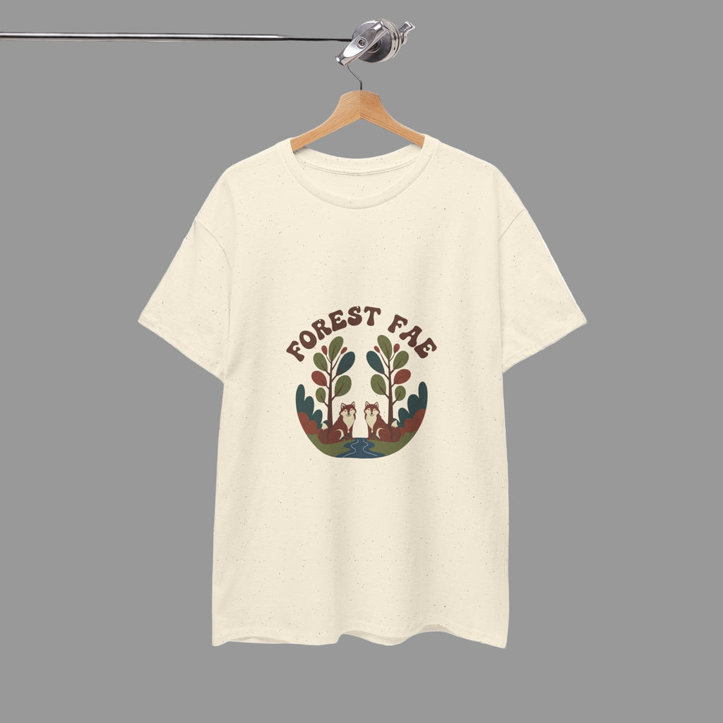 Retro Forest Fae Unisex Heavy Cotton Tee, Boho T-Shirt, Nature Lover Gift, Eco-Friendly Top, Fairy Shirt, Casual Wear