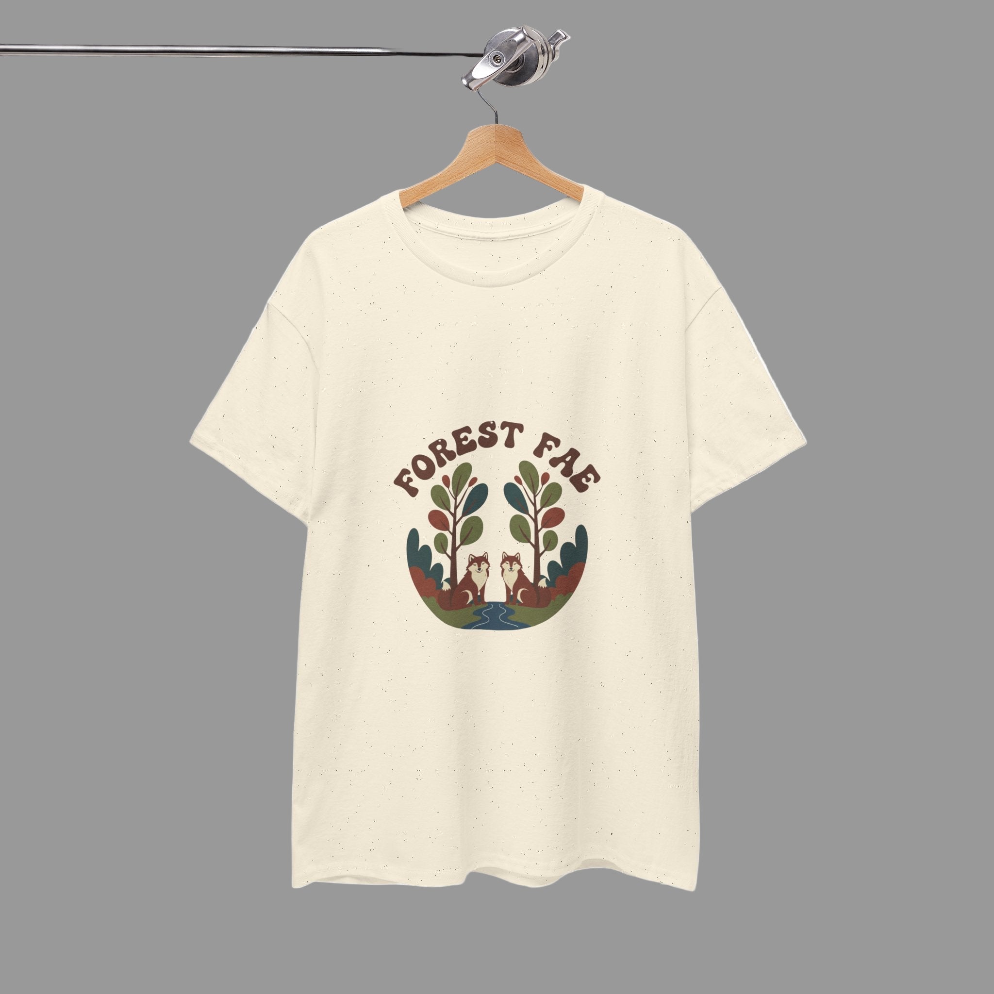 Retro Forest Fae Unisex Heavy Cotton Tee, Boho T-Shirt, Nature Lover Gift, Eco-Friendly Top, Fairy Shirt, Casual Wear