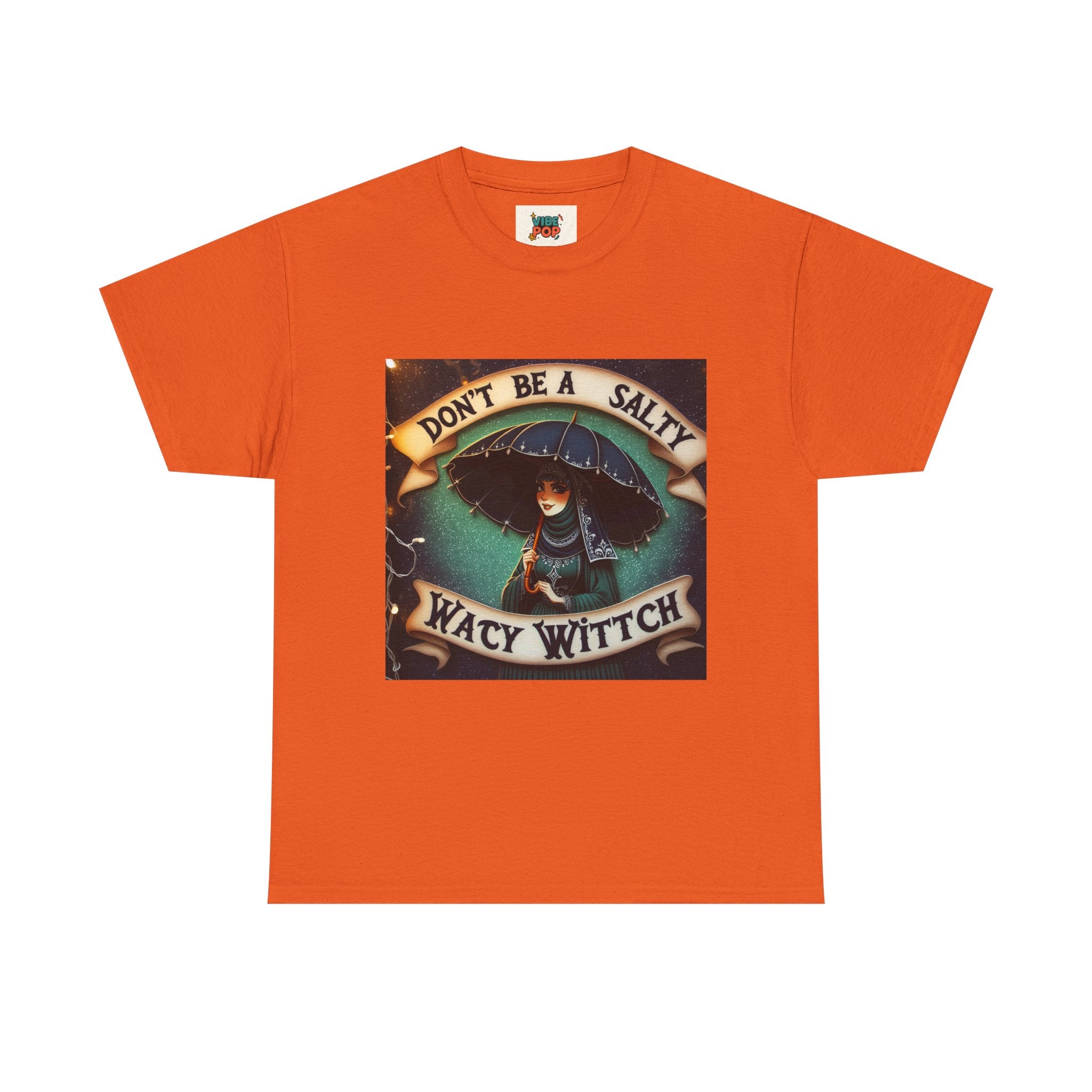 Unisex Heavy Cotton Tee: Salty Witch Graphic Tee, Perfect for Halloween, Gift for Witches, Casual Wear, Witchy Vibes, Statement Tee