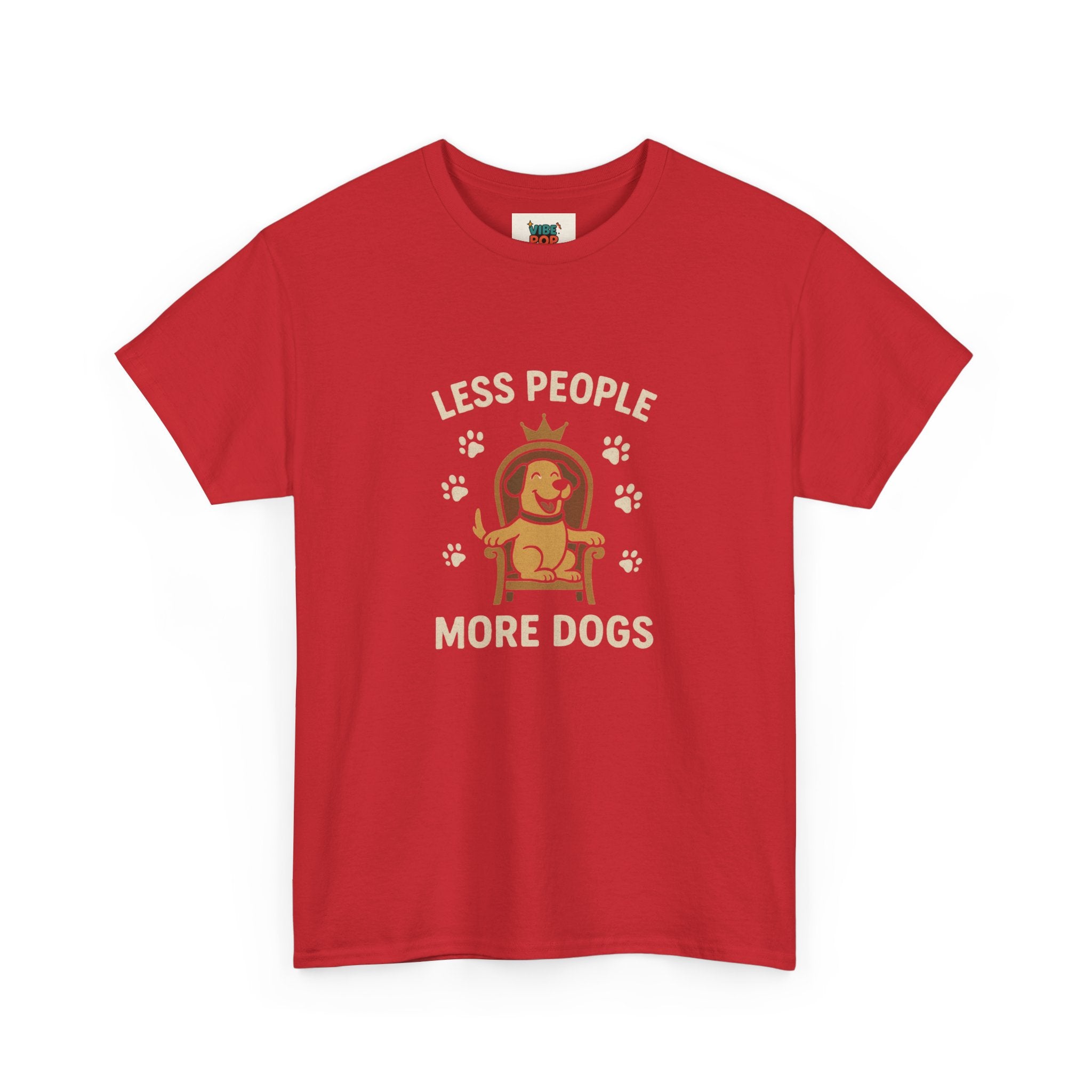 Unisex Heavy Cotton Tee - "Less People More Dogs" Graphic Tee, Dog Lover Gift, Casual T-Shirt, Pet Owner Apparel, Funny Animal Shirt