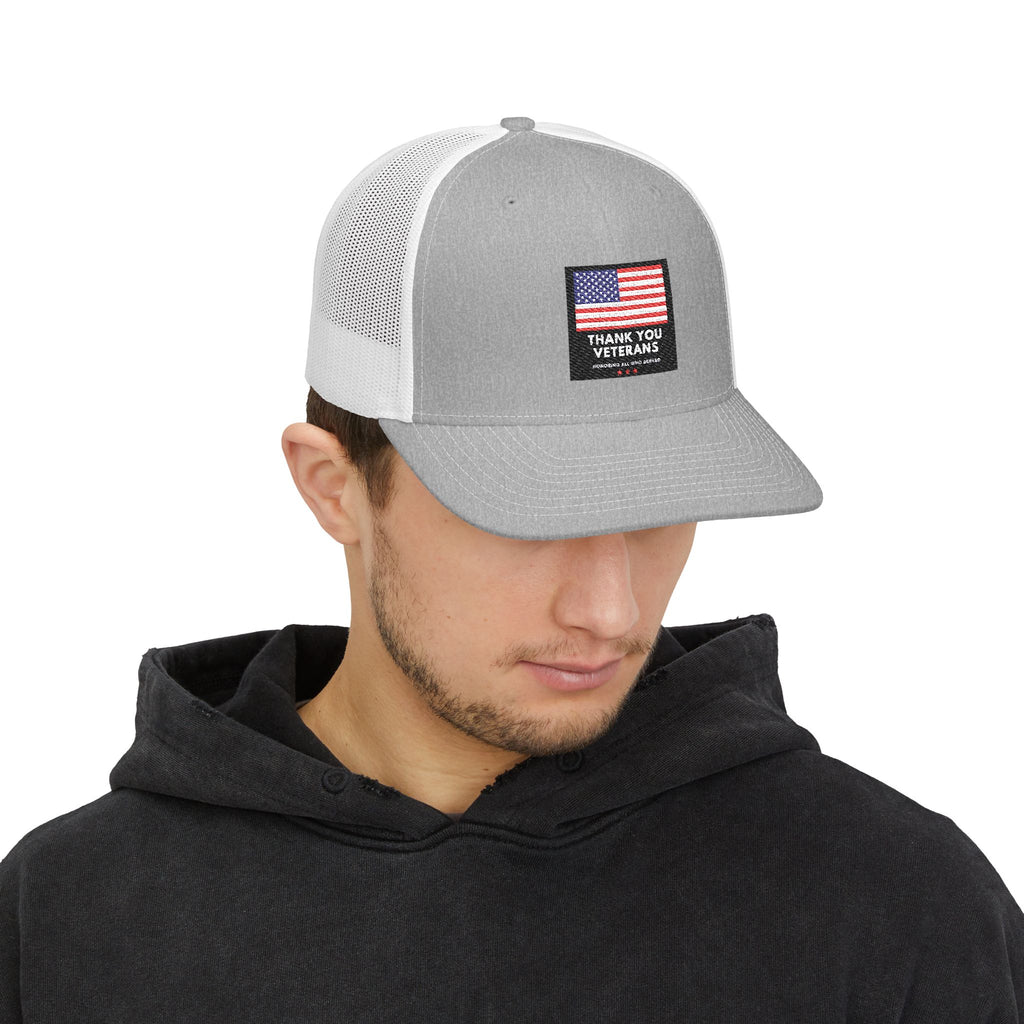 Veterans Appreciation Snapback Trucker Cap, Patriotic Hat, Father's Day Gift, Casual Outfit, American Flag Cap