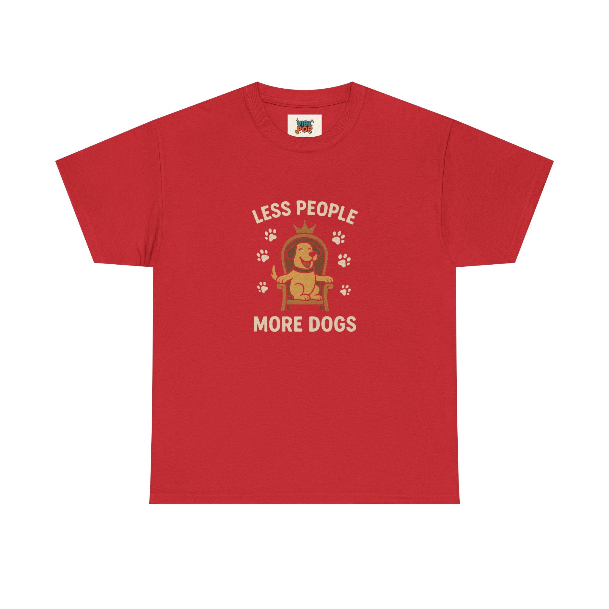 Unisex Heavy Cotton Tee - "Less People More Dogs" Graphic Tee, Dog Lover Gift, Casual T-Shirt, Pet Owner Apparel, Funny Animal Shirt