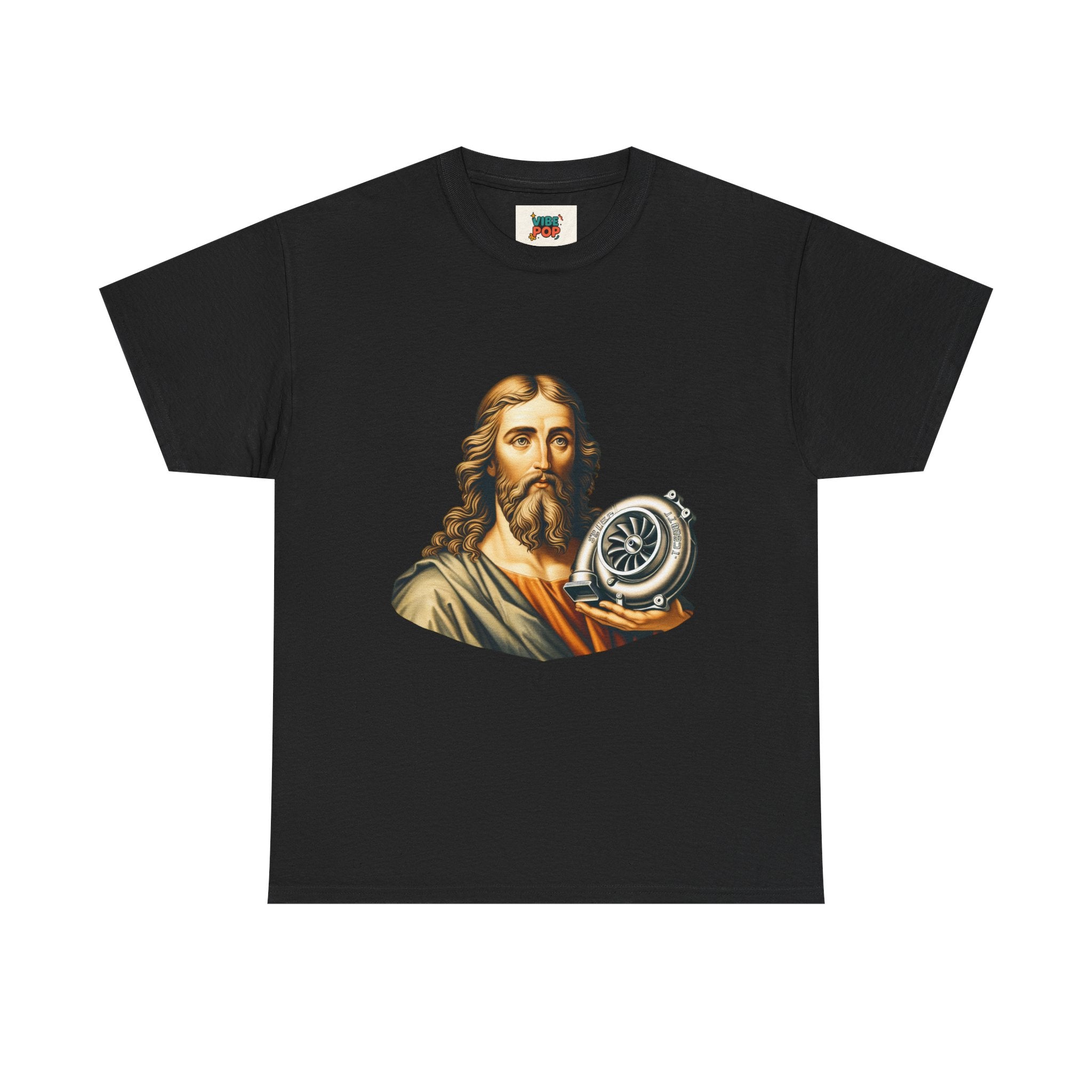 Vintage-Inspired Jesus Turbo Graphic Tee, Unisex Heavy Cotton Tee for Casual Wear, Gifts