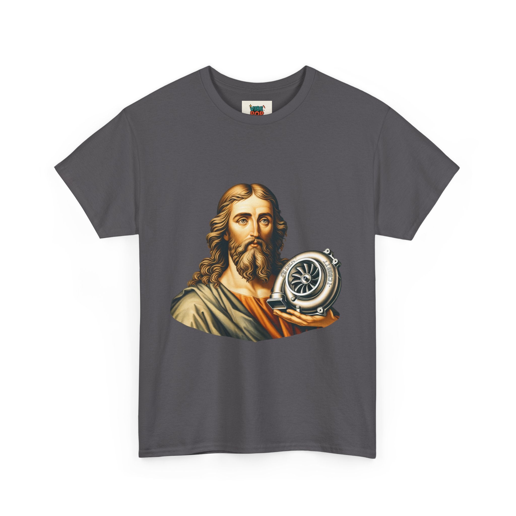 Vintage-Inspired Jesus Turbo Graphic Tee, Unisex Heavy Cotton Tee for Casual Wear, Gifts