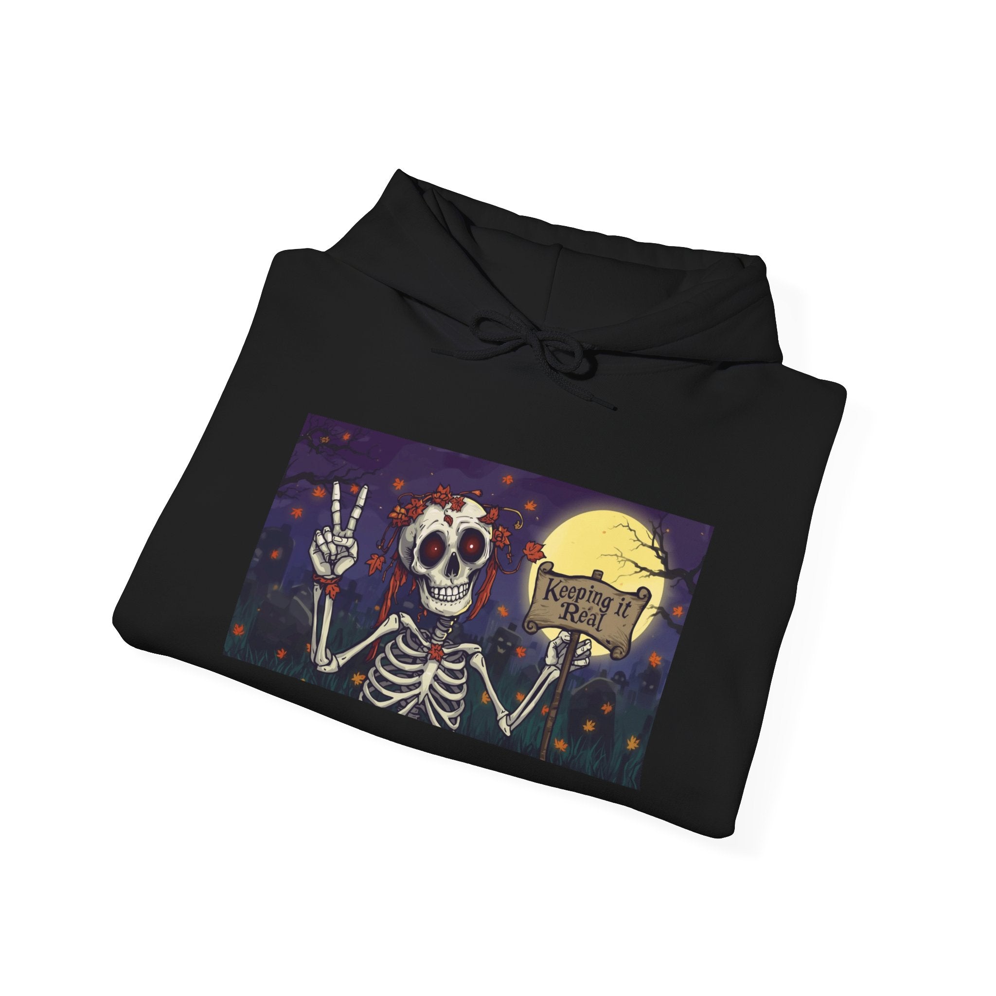 Spooky Skeleton Hoodie | Unisex Heavy Blend Sweatshirt for Halloween, Humor, Casual Wear, Cozy Outfit, Gift Idea, Trendy Fashion
