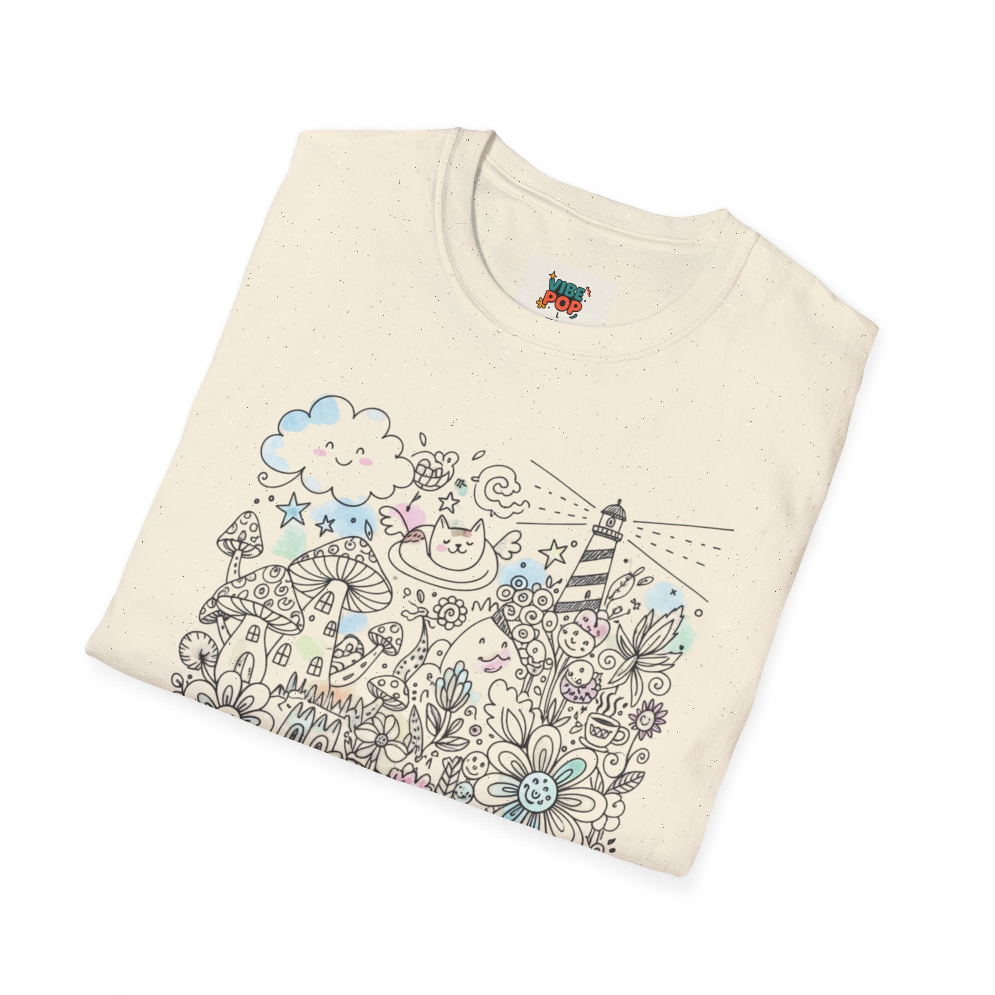 Whimsical Floral Unisex T-Shirt, Cute Graphic Tee for Nature Lovers, Ideal for Summer, Gift for Mom, Birthday Present, Unique Design, Doodle Art Work