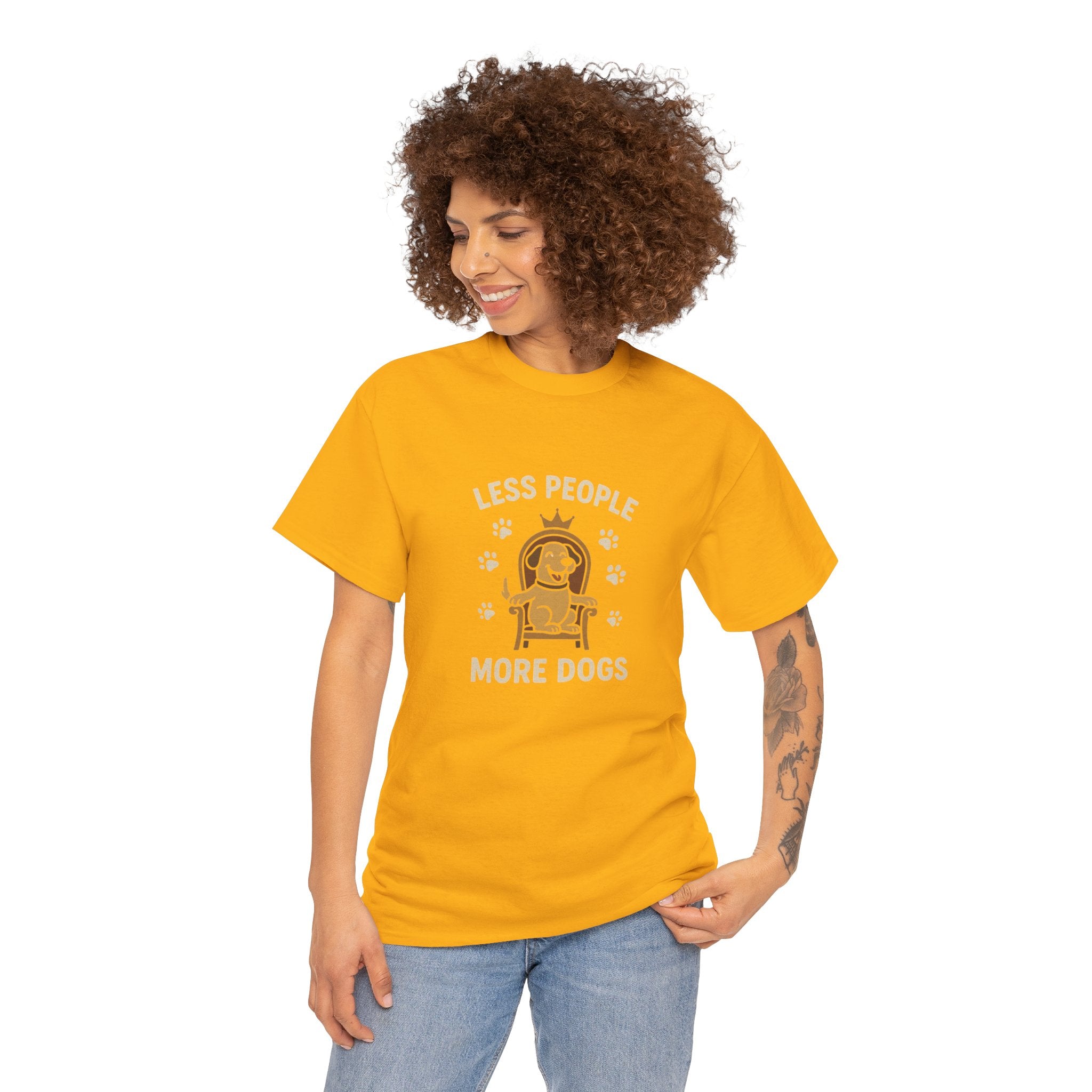 Unisex Heavy Cotton Tee - "Less People More Dogs" Graphic Tee, Dog Lover Gift, Casual T-Shirt, Pet Owner Apparel, Funny Animal Shirt