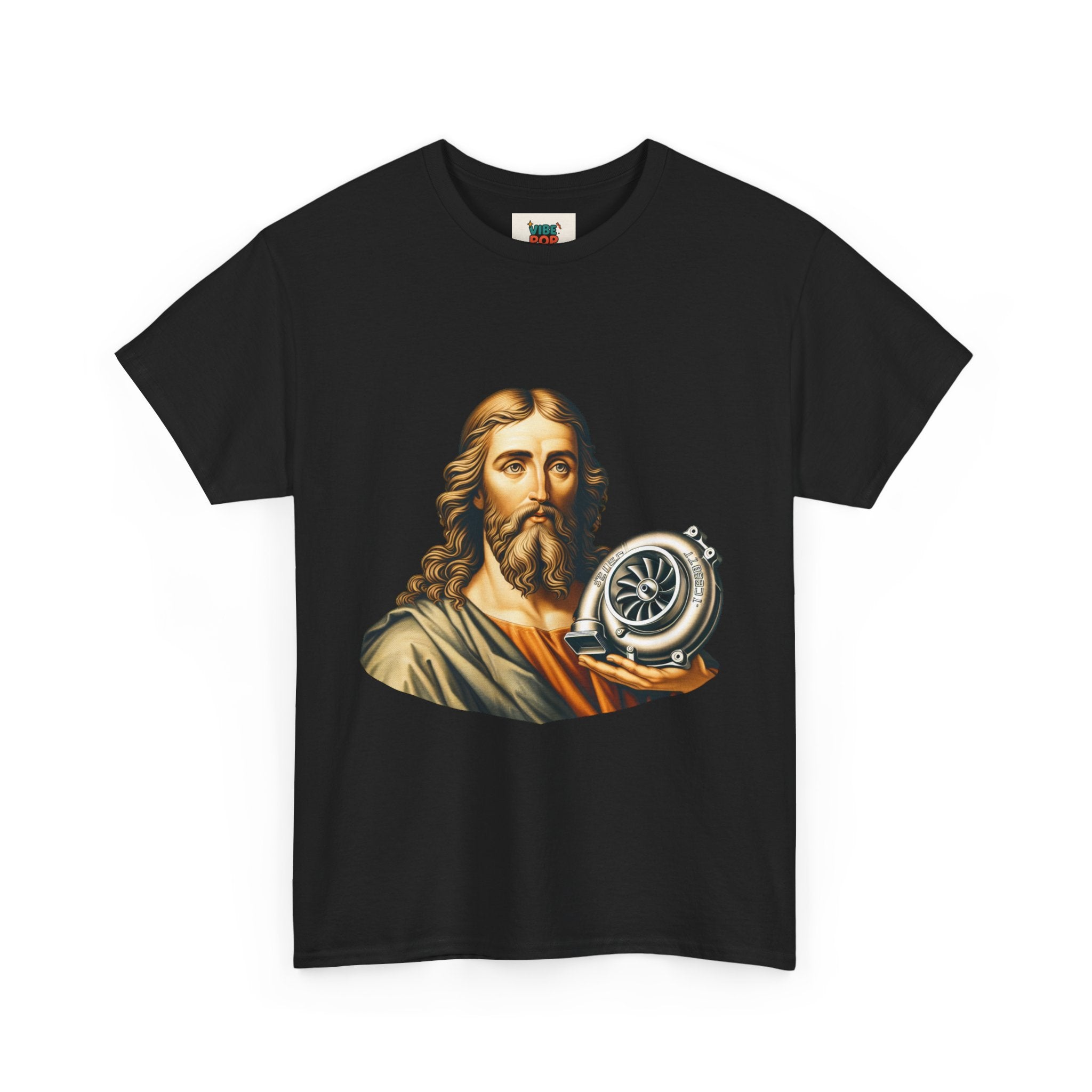 Vintage-Inspired Jesus Turbo Graphic Tee, Unisex Heavy Cotton Tee for Casual Wear, Gifts