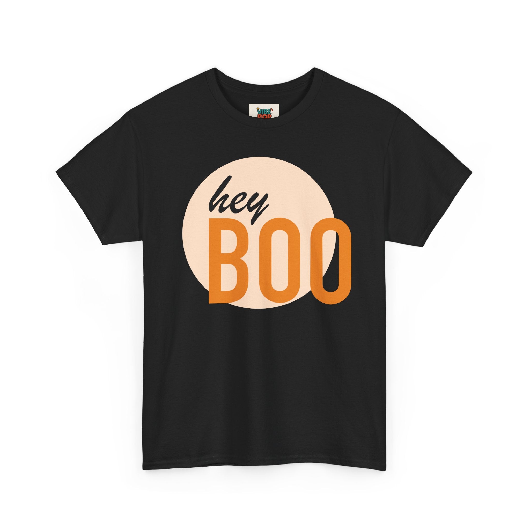 Hey Boo Unisex Heavy Cotton Tee - Casual Fall Shirt, Halloween Apparel, Cute Gift for Friends, Everyday Wear, Cozy Vibe
