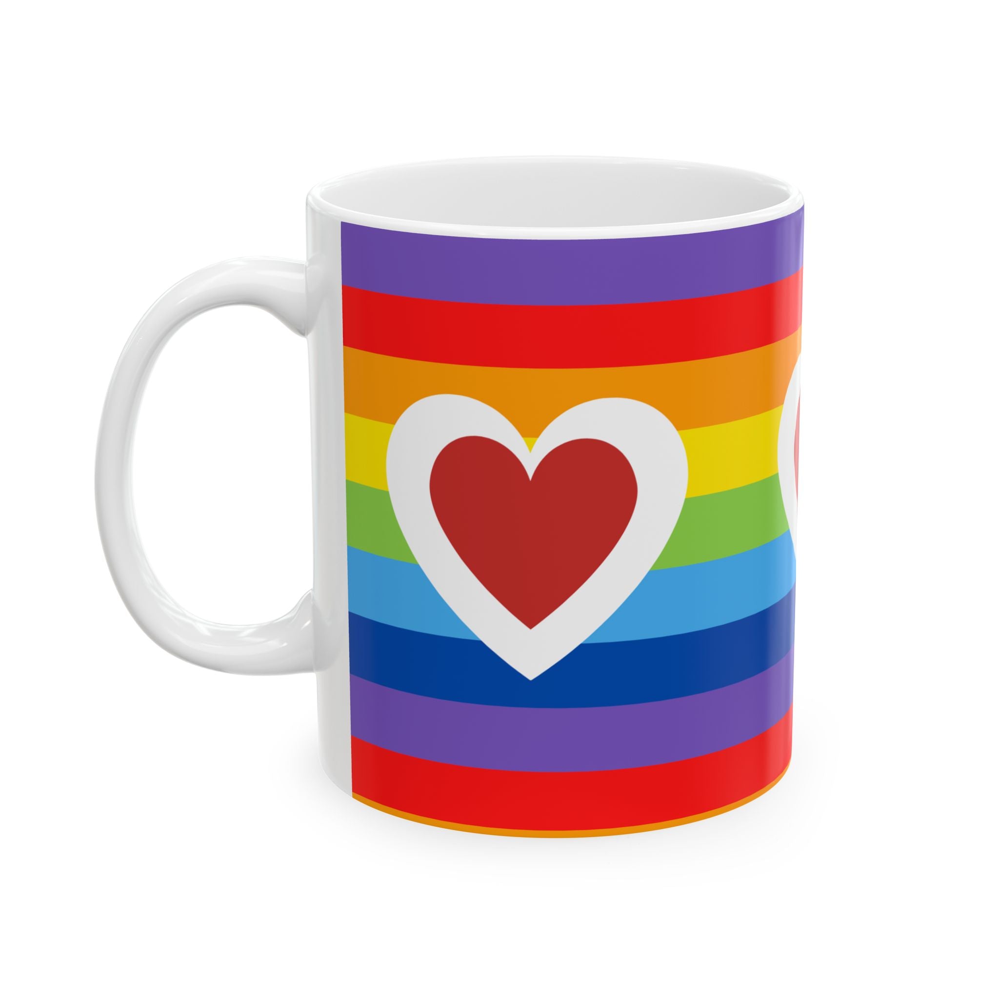 Colorful Rainbow Heart Ceramic Mug - Perfect for Pride Month, Gifts for LGBTQ+ Friends, Coffee Lovers, and Celebrations