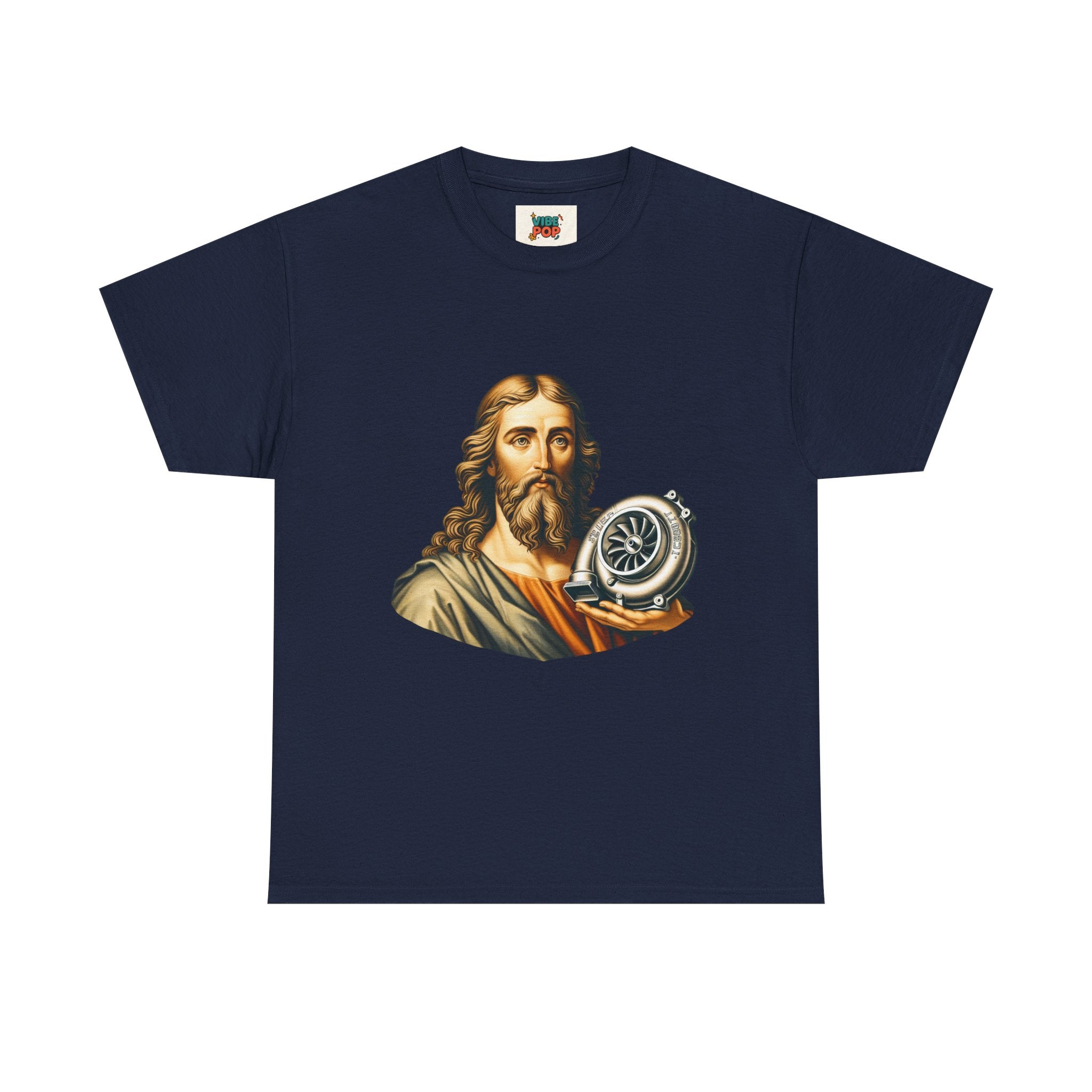 Vintage-Inspired Jesus Turbo Graphic Tee, Unisex Heavy Cotton Tee for Casual Wear, Gifts