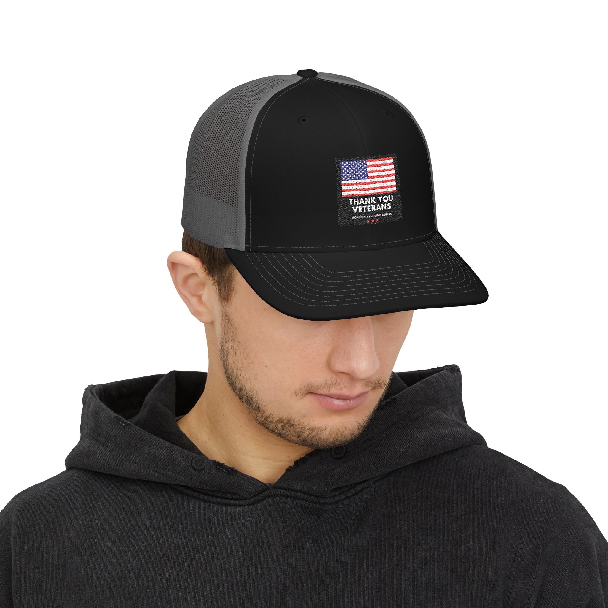 Veterans Appreciation Snapback Trucker Cap, Patriotic Hat, Father's Day Gift, Casual Outfit, American Flag Cap
