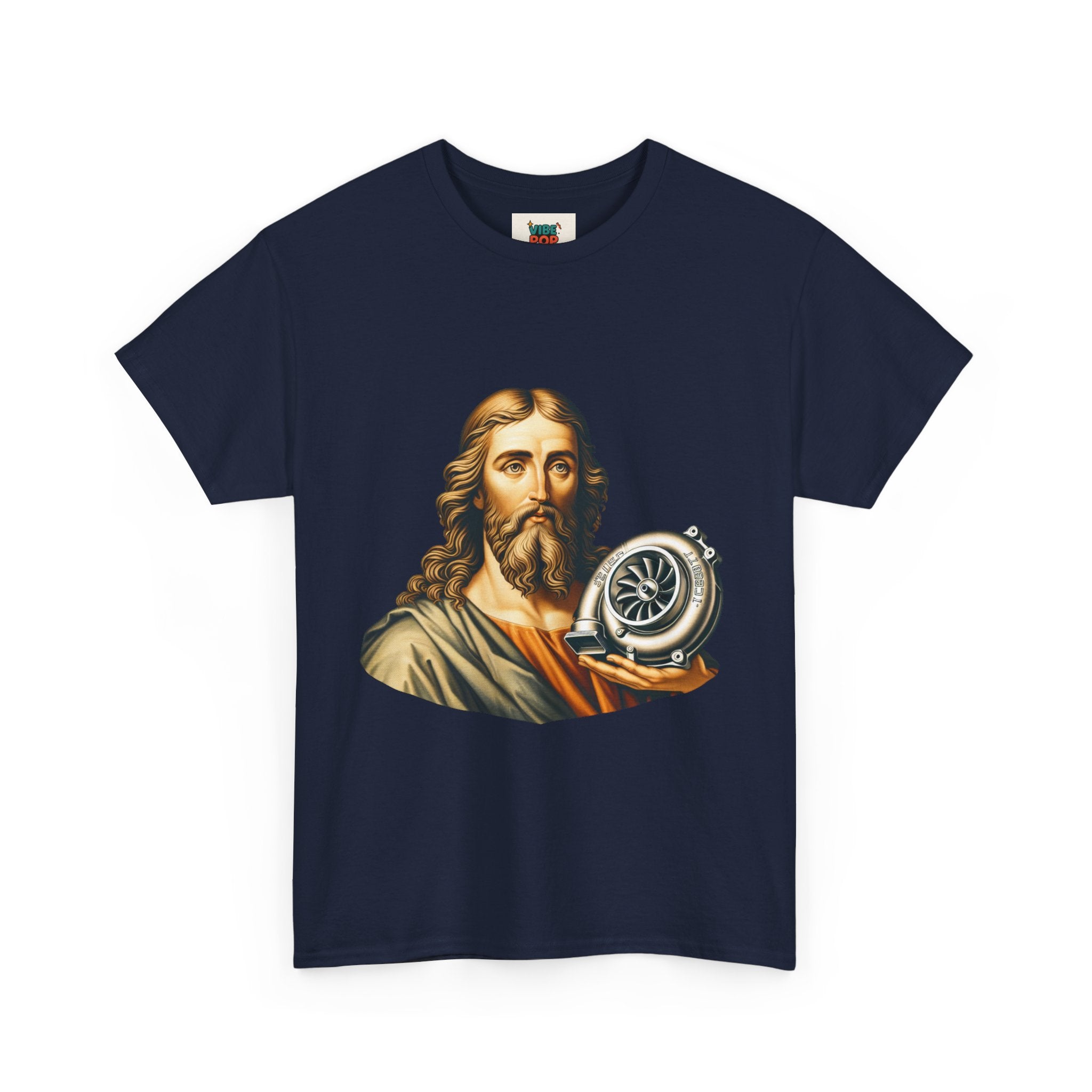 Vintage-Inspired Jesus Turbo Graphic Tee, Unisex Heavy Cotton Tee for Casual Wear, Gifts