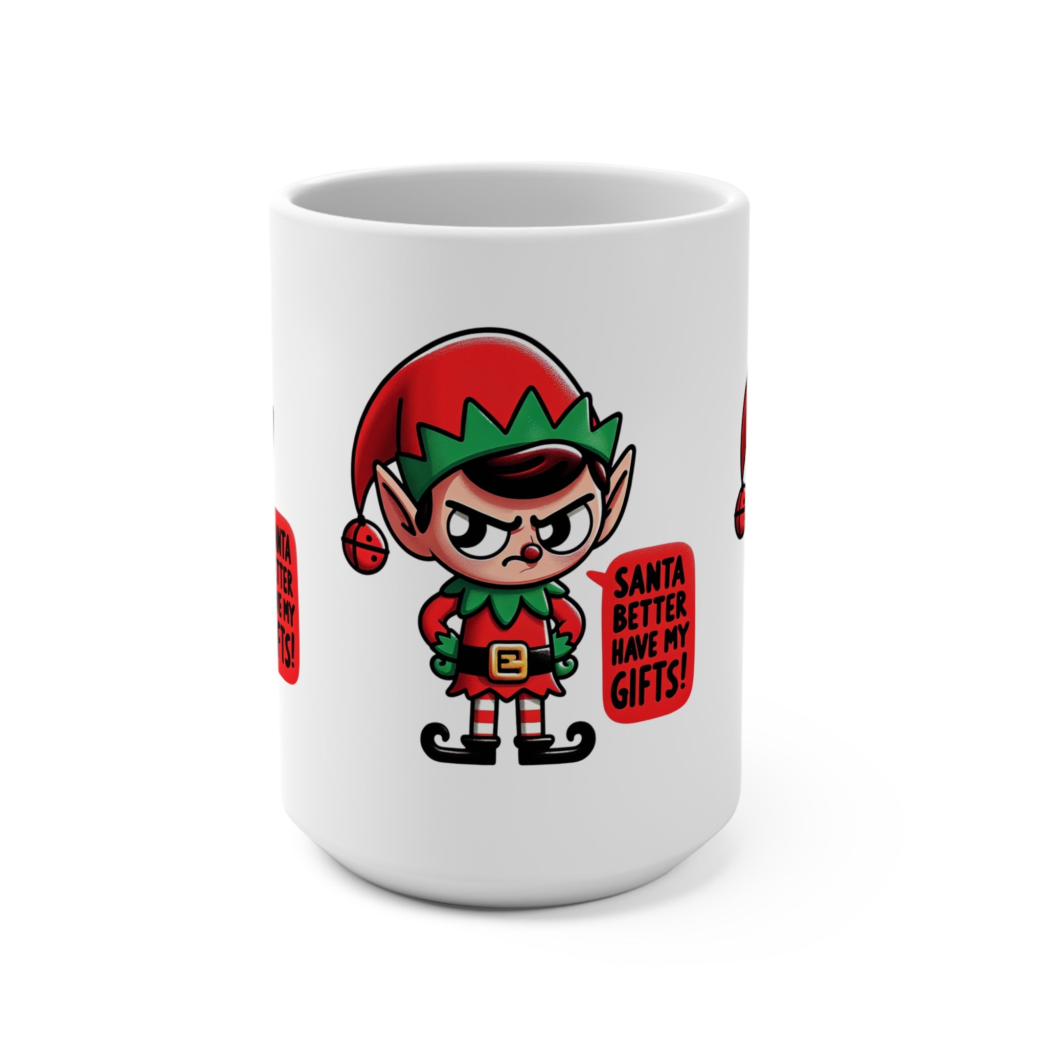 Santa's Gift Grumpy Elf Mug, Funny Holiday Coffee Cup, Christmas Gift for Adults, Unique Ceramic Tea Cup, Festive Kitchen Decor