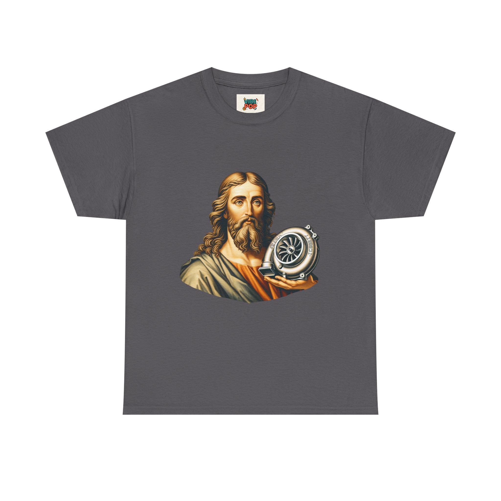 Vintage-Inspired Jesus Turbo Graphic Tee, Unisex Heavy Cotton Tee for Casual Wear, Gifts