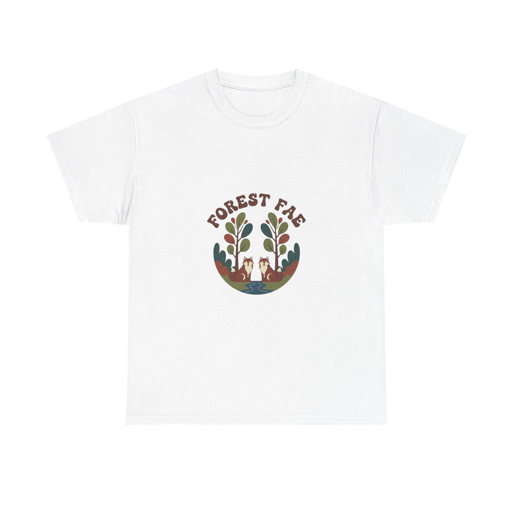 Retro Forest Fae Unisex Heavy Cotton Tee, Boho T-Shirt, Nature Lover Gift, Eco-Friendly Top, Fairy Shirt, Casual Wear