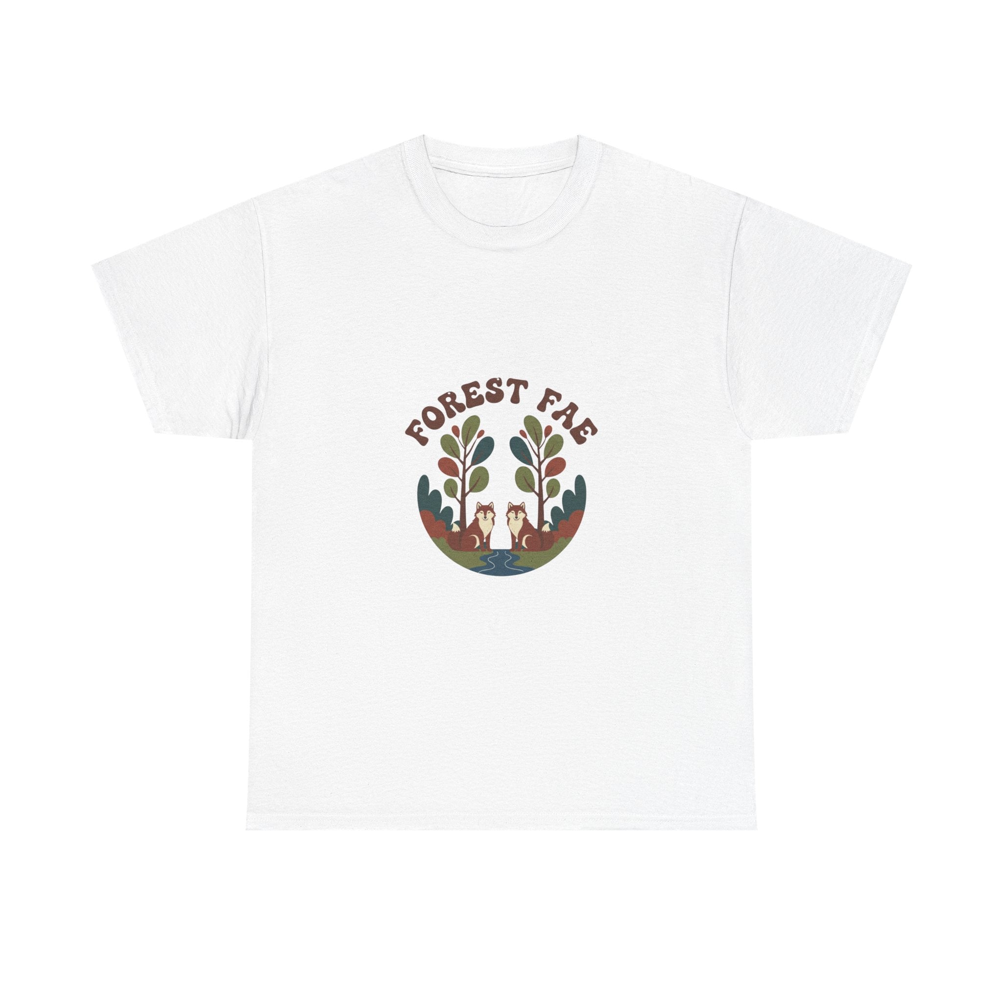 Retro Forest Fae Unisex Heavy Cotton Tee, Boho T-Shirt, Nature Lover Gift, Eco-Friendly Top, Fairy Shirt, Casual Wear
