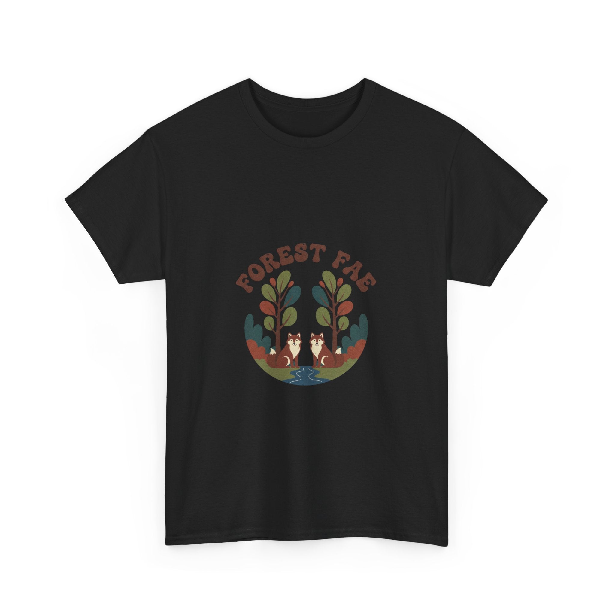 Retro Forest Fae Unisex Heavy Cotton Tee, Boho T-Shirt, Nature Lover Gift, Eco-Friendly Top, Fairy Shirt, Casual Wear