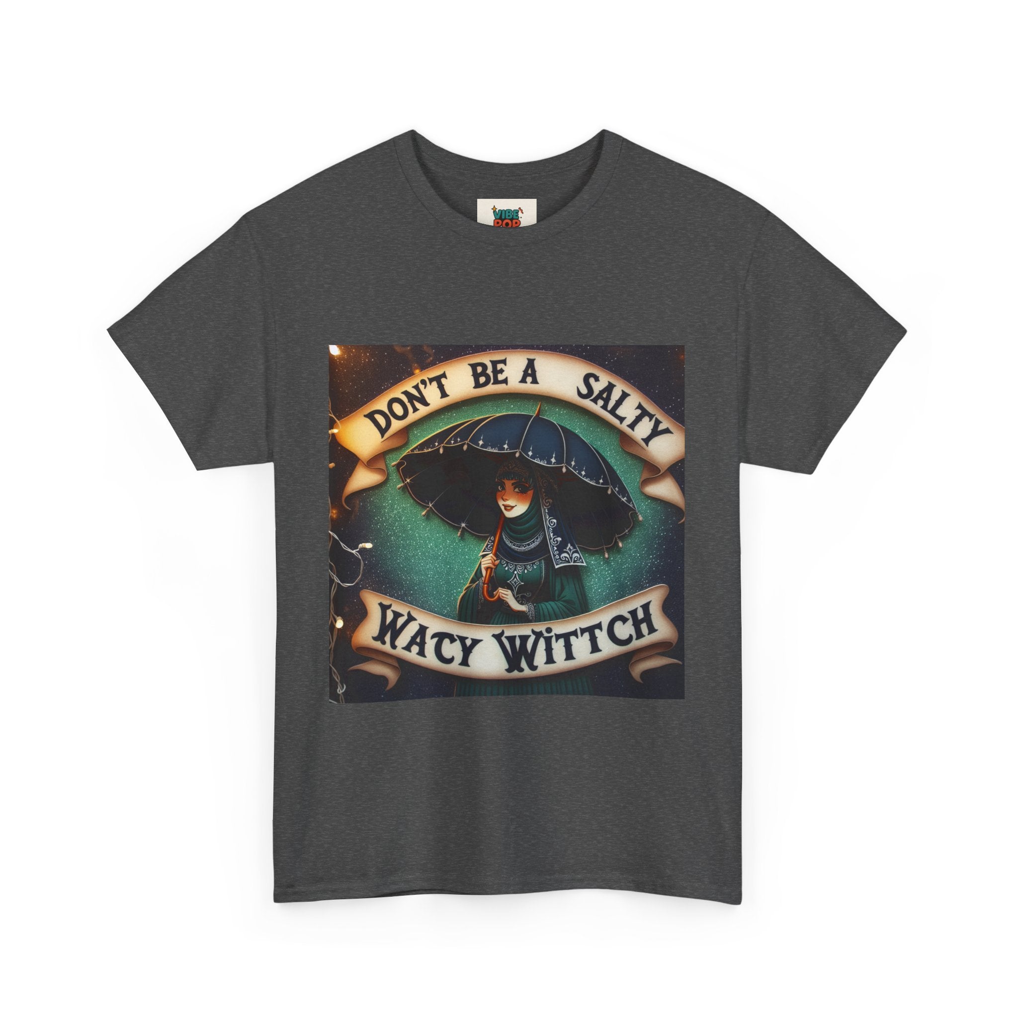 Unisex Heavy Cotton Tee: Salty Witch Graphic Tee, Perfect for Halloween, Gift for Witches, Casual Wear, Witchy Vibes, Statement Tee