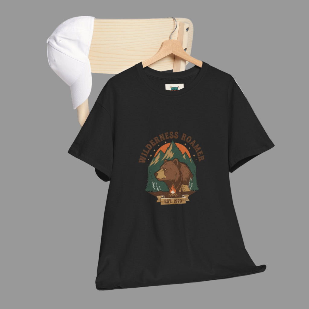 Wilderness Roamer Tee: Unisex Heavy Cotton Shirt, Nature Lover T-Shirt, Outdoor Adventure Retro Top, Hiking Gear, Gift for Explorers