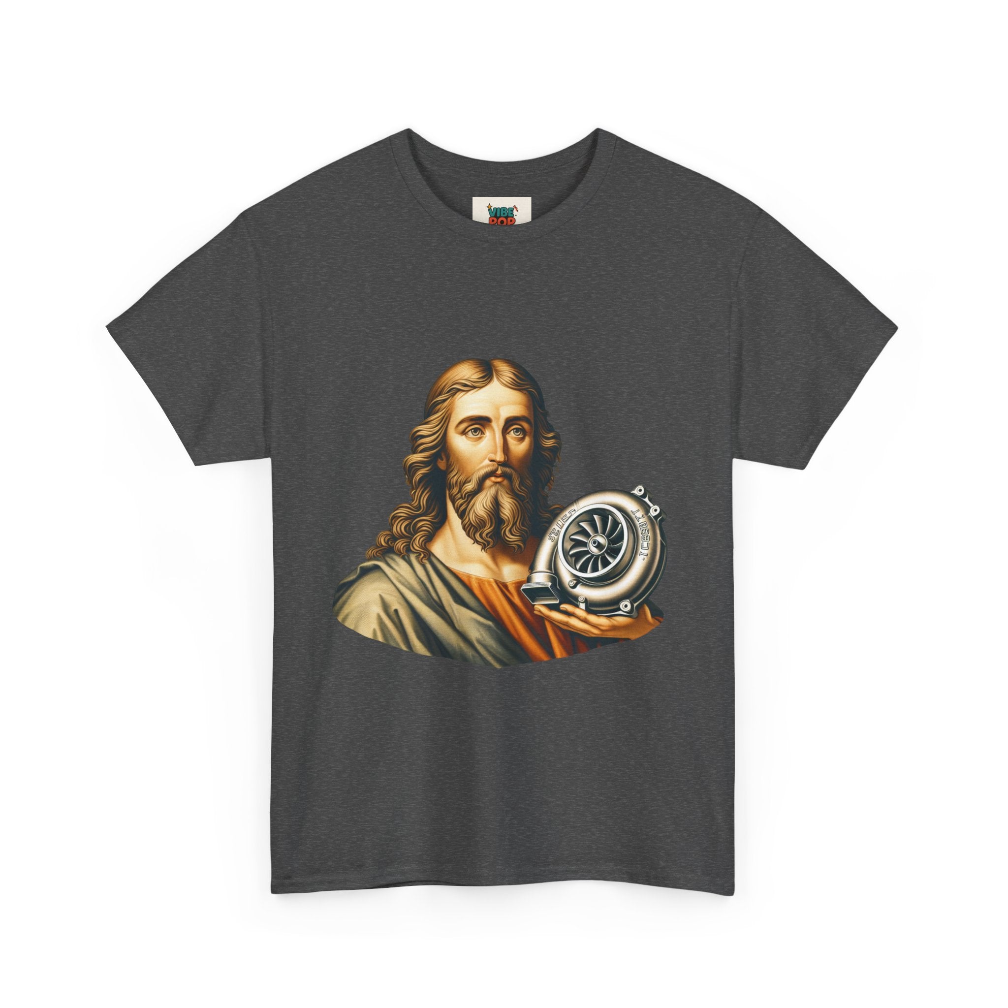 Vintage-Inspired Jesus Turbo Graphic Tee, Unisex Heavy Cotton Tee for Casual Wear, Gifts