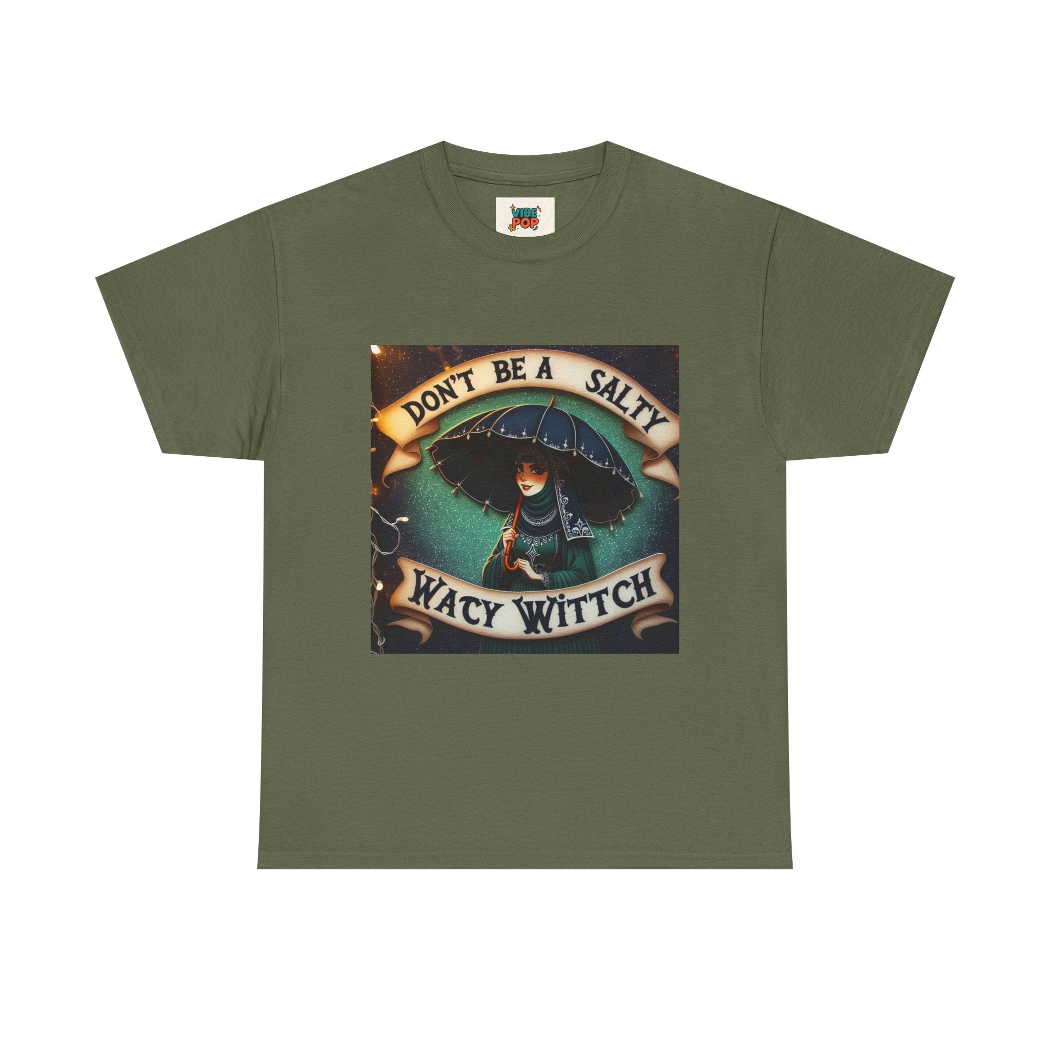 Unisex Heavy Cotton Tee: Salty Witch Graphic Tee, Perfect for Halloween, Gift for Witches, Casual Wear, Witchy Vibes, Statement Tee