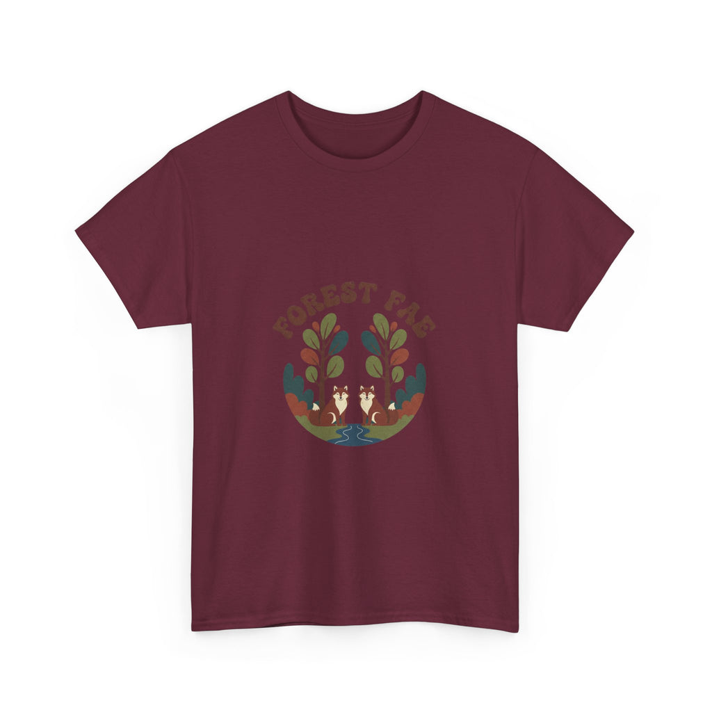 Retro Forest Fae Unisex Heavy Cotton Tee, Boho T-Shirt, Nature Lover Gift, Eco-Friendly Top, Fairy Shirt, Casual Wear