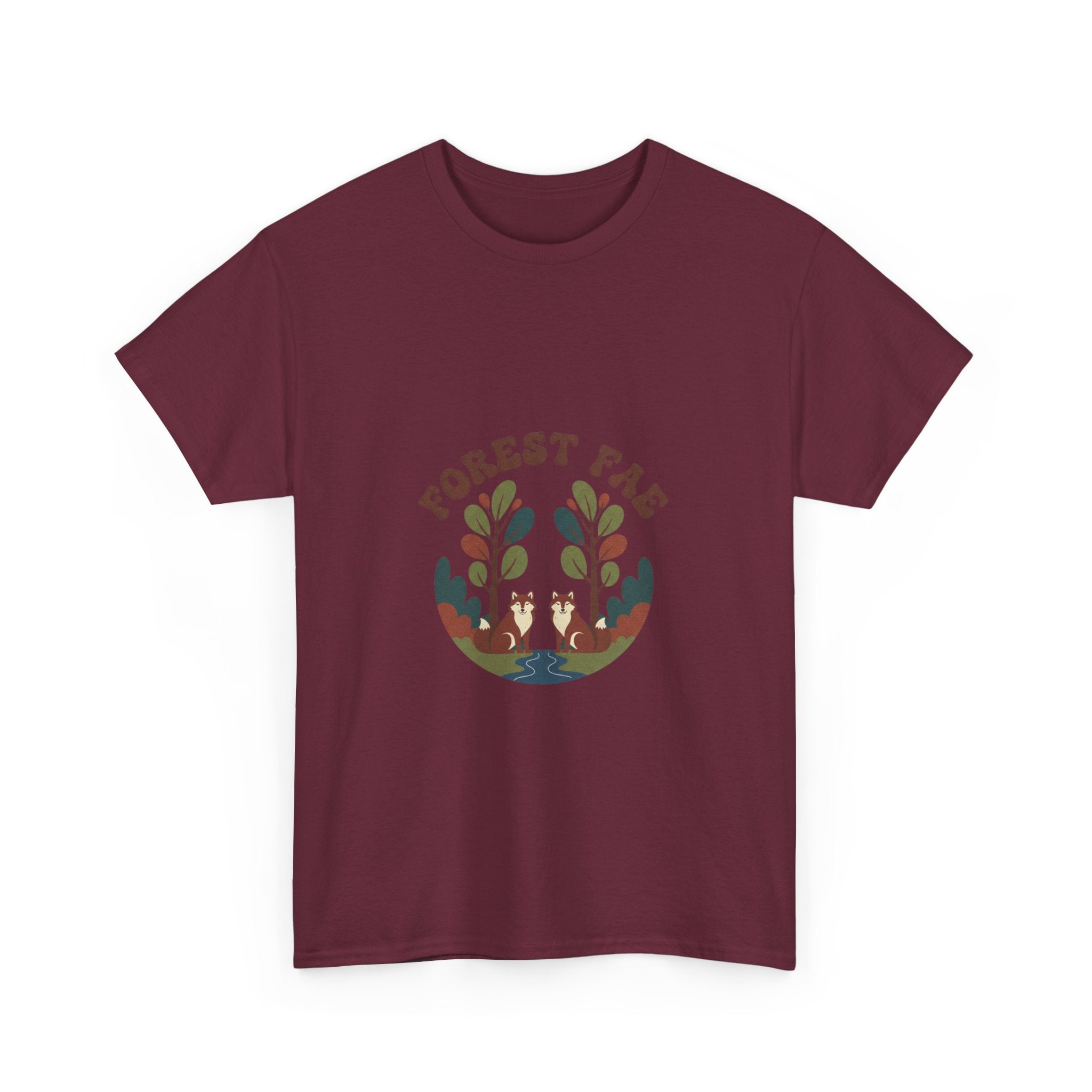 Retro Forest Fae Unisex Heavy Cotton Tee, Boho T-Shirt, Nature Lover Gift, Eco-Friendly Top, Fairy Shirt, Casual Wear