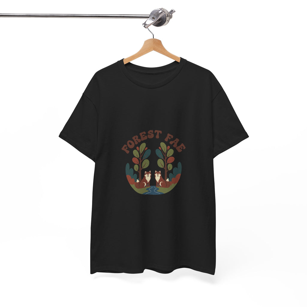 Retro Forest Fae Unisex Heavy Cotton Tee, Boho T-Shirt, Nature Lover Gift, Eco-Friendly Top, Fairy Shirt, Casual Wear