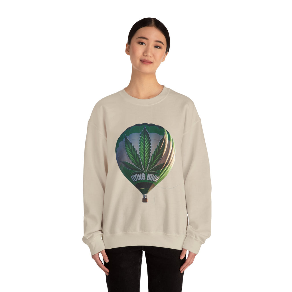 High Flying Crewneck Sweatshirt | Unisex Cannabis Design | Cozy Gift for Smokers | Fall Fashion | Chill Vibes