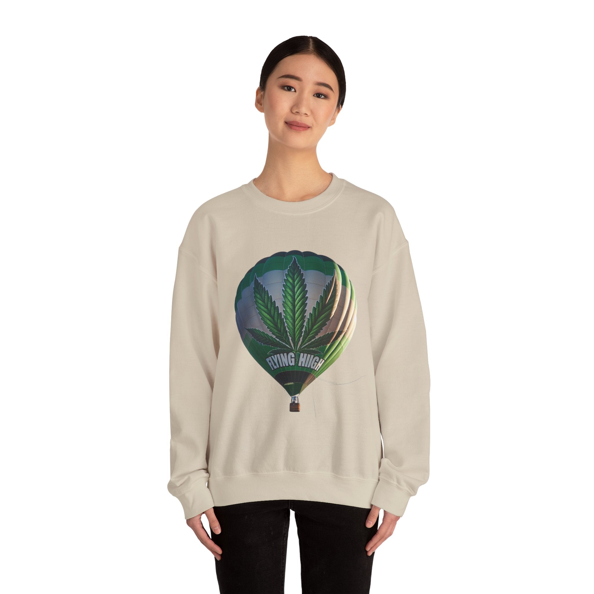 High Flying Crewneck Sweatshirt | Unisex Cannabis Design | Cozy Gift for Smokers | Fall Fashion | Chill Vibes