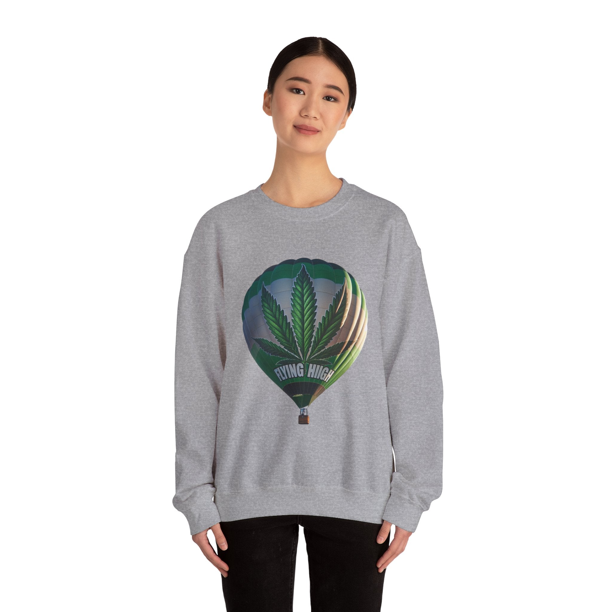 High Flying Crewneck Sweatshirt | Unisex Cannabis Design | Cozy Gift for Smokers | Fall Fashion | Chill Vibes