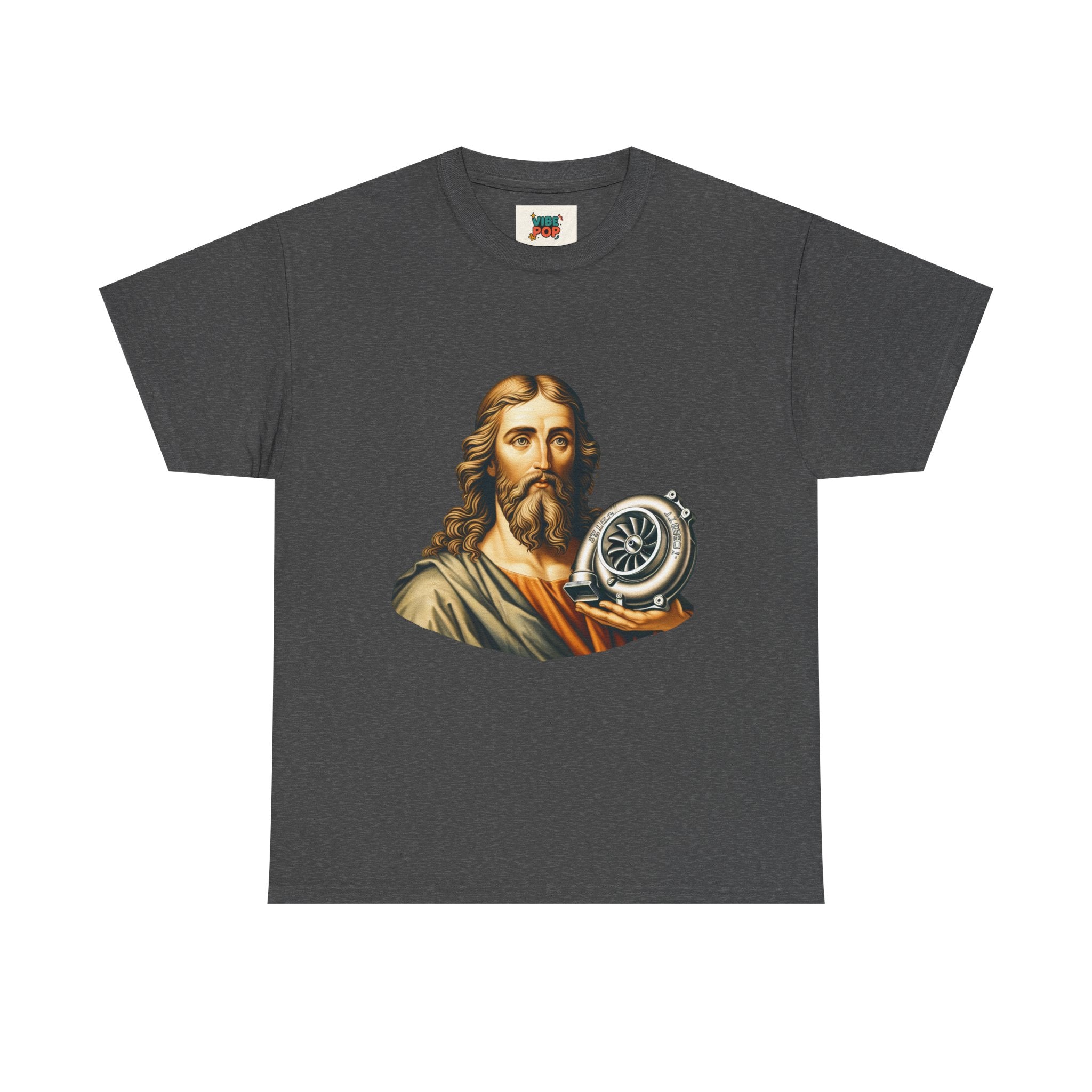 Vintage-Inspired Jesus Turbo Graphic Tee, Unisex Heavy Cotton Tee for Casual Wear, Gifts