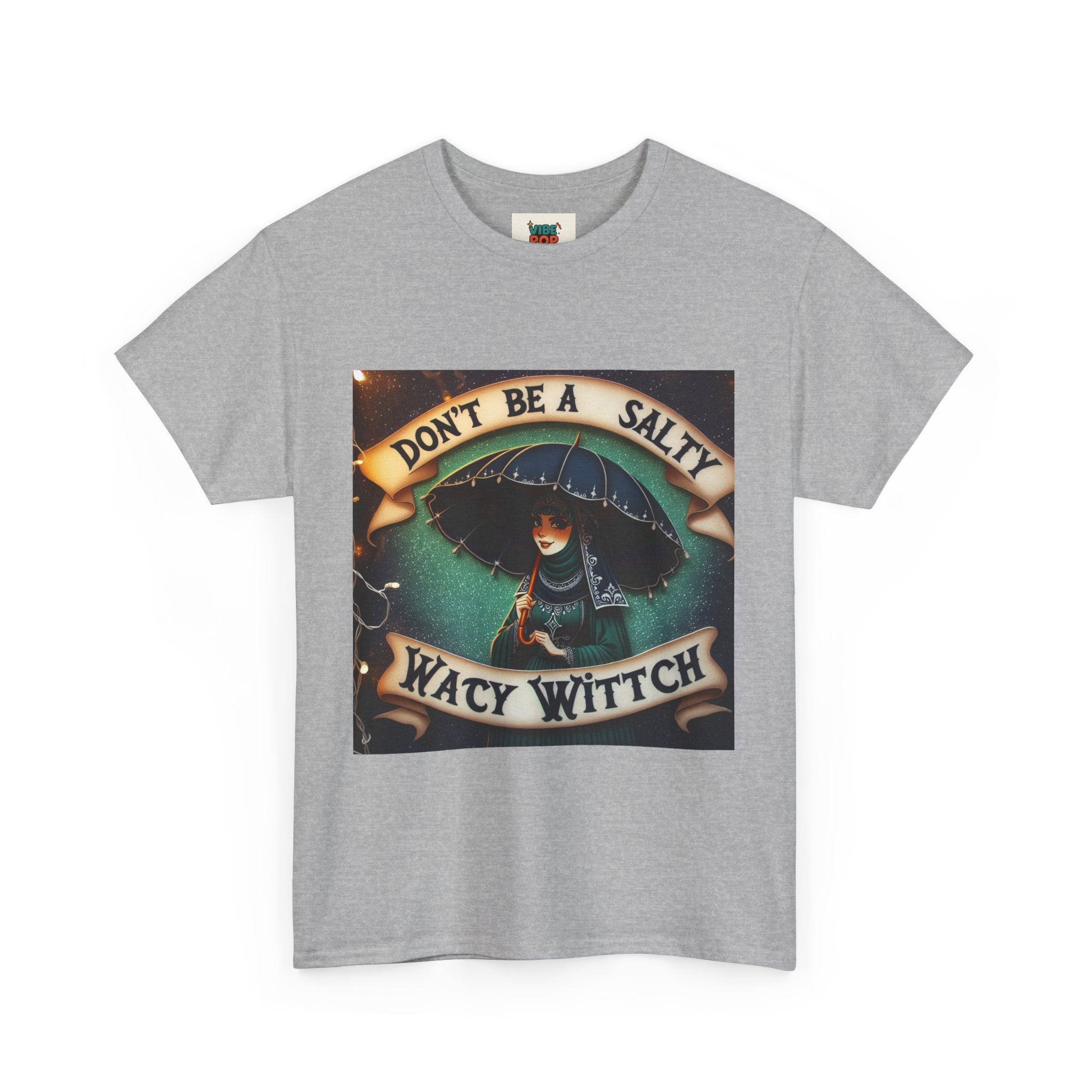 Unisex Heavy Cotton Tee: Salty Witch Graphic Tee, Perfect for Halloween, Gift for Witches, Casual Wear, Witchy Vibes, Statement Tee