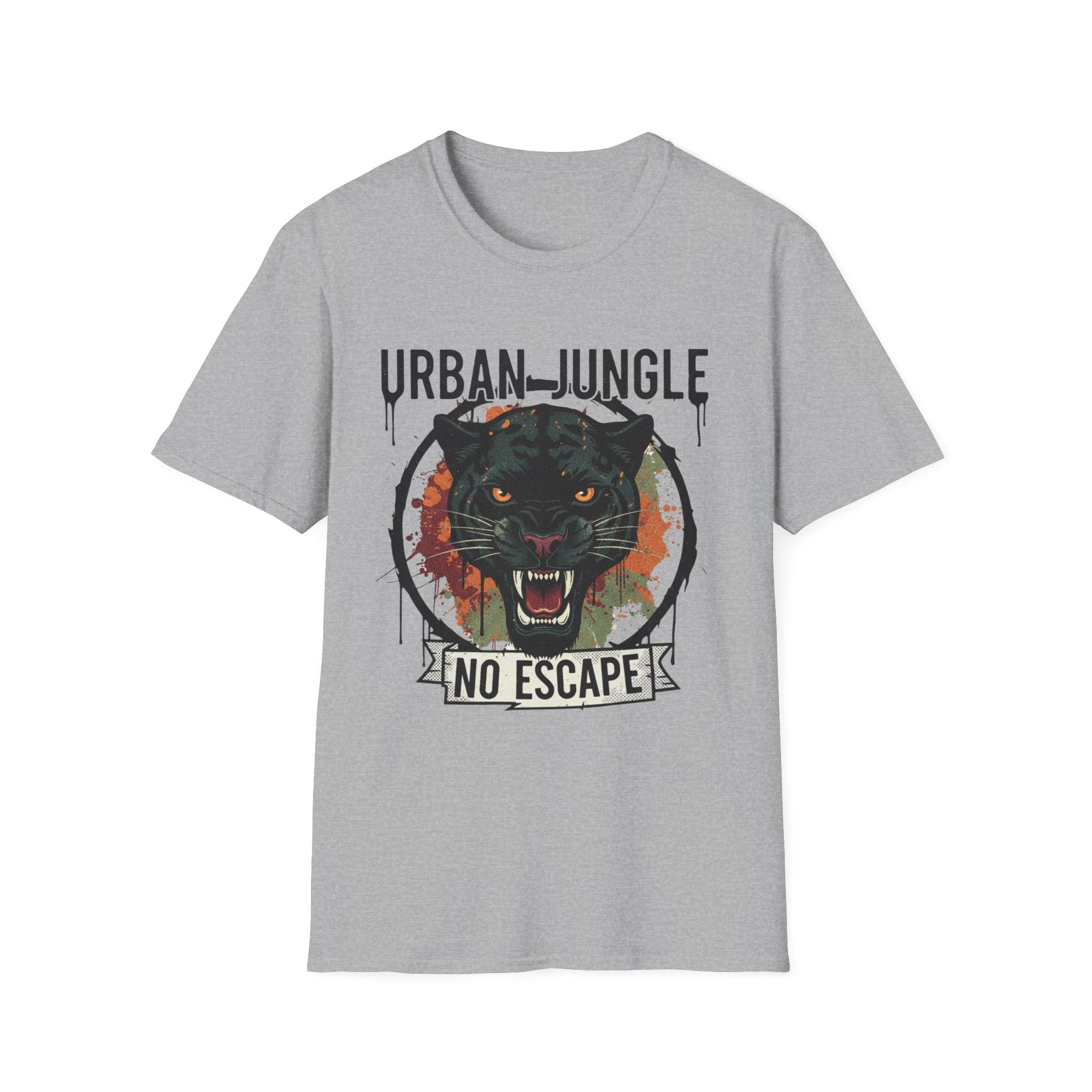 Urban Jungle Panther T-Shirt, Graphic Tee for Nature Lovers, Unisex Softstyle Shirt, Perfect Gift for Adventurers, Streetwear Fashion, Edgy, Raw