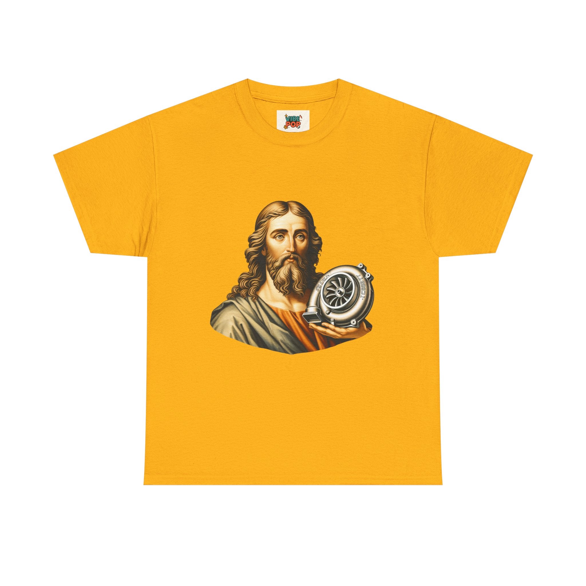Vintage-Inspired Jesus Turbo Graphic Tee, Unisex Heavy Cotton Tee for Casual Wear, Gifts