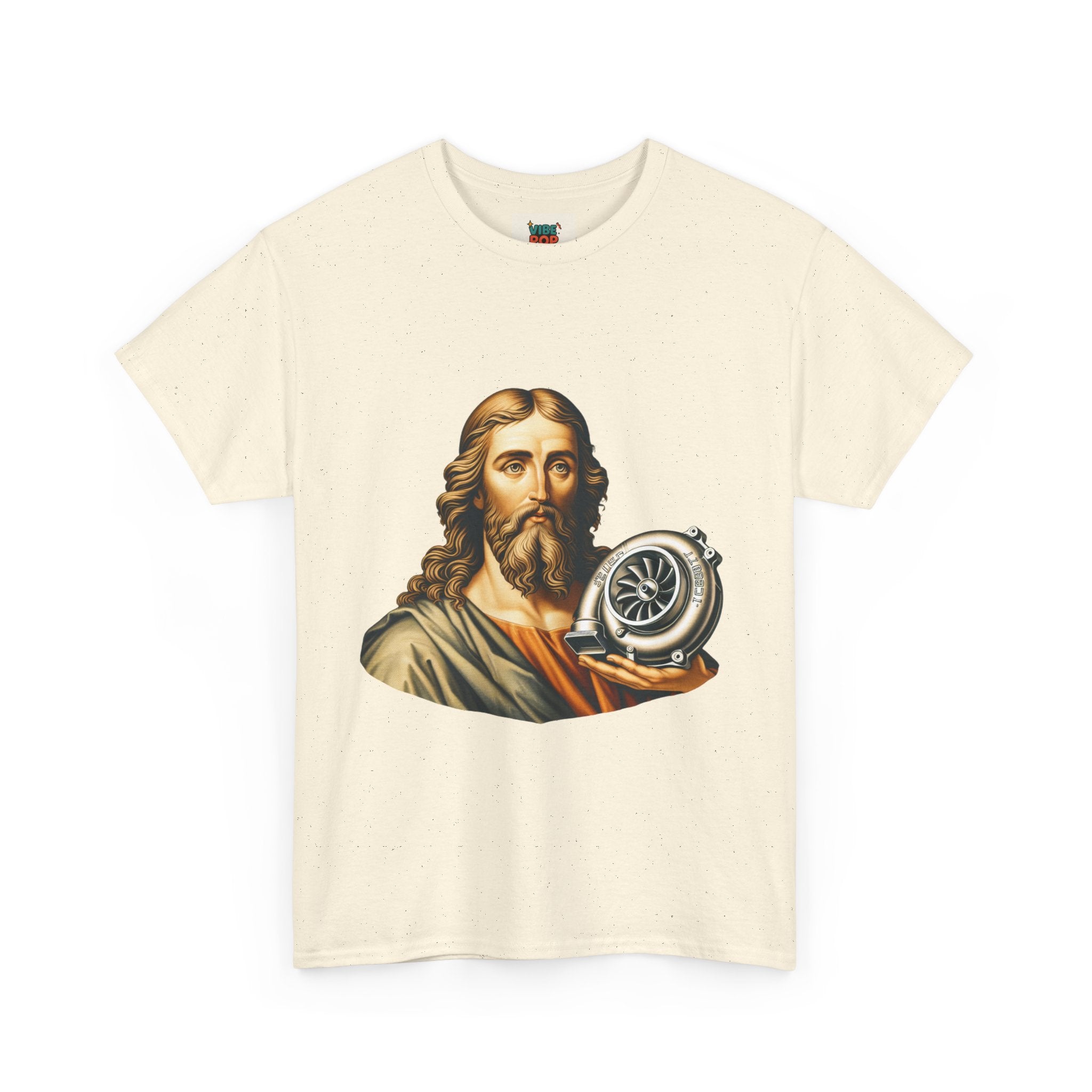 Vintage-Inspired Jesus Turbo Graphic Tee, Unisex Heavy Cotton Tee for Casual Wear, Gifts