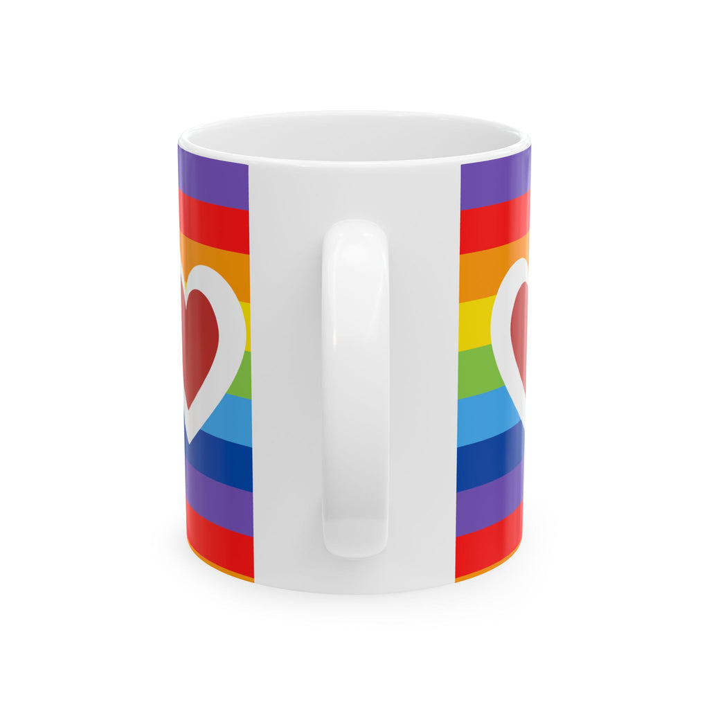 Colorful Rainbow Heart Ceramic Mug - Perfect for Pride Month, Gifts for LGBTQ+ Friends, Coffee Lovers, and Celebrations