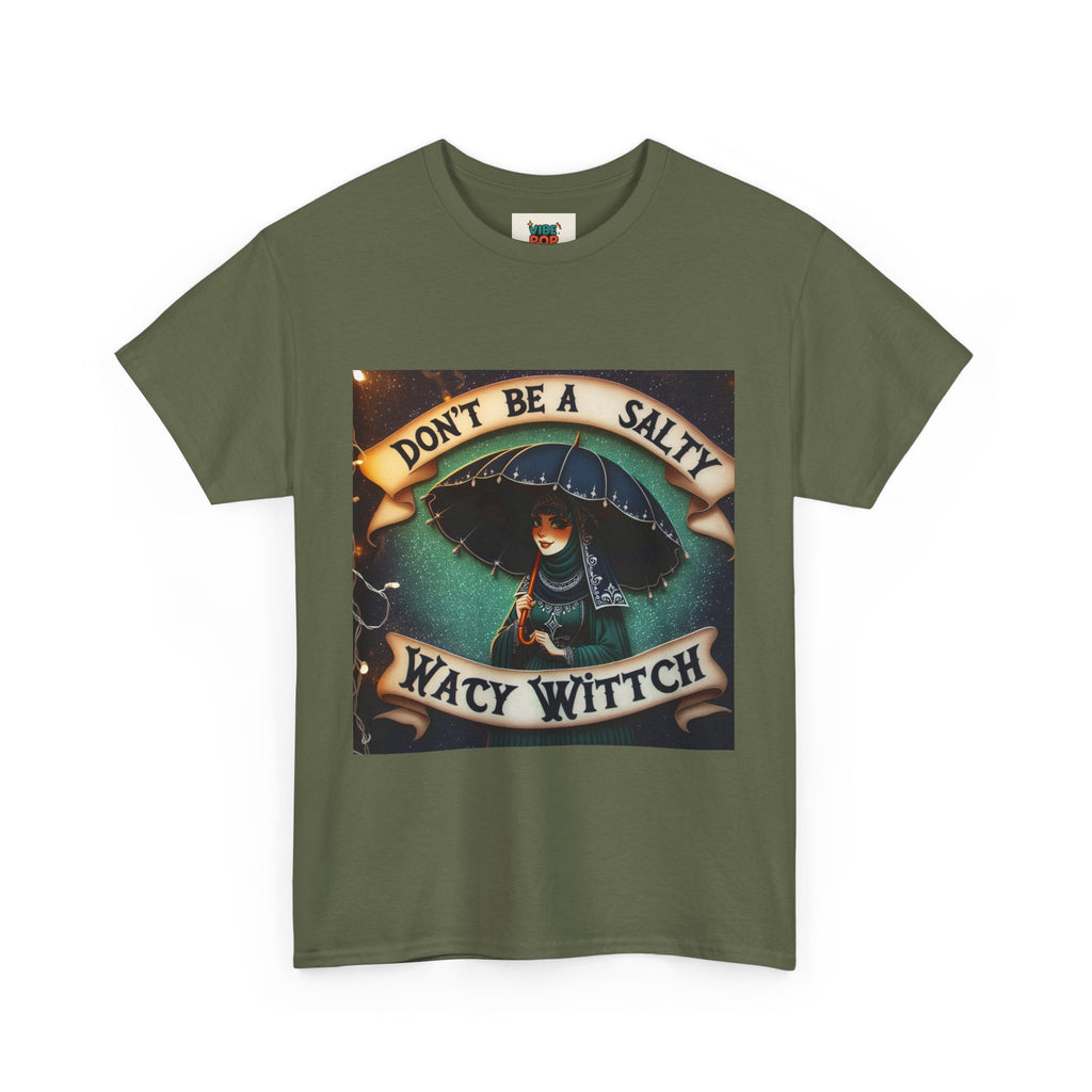 Unisex Heavy Cotton Tee: Salty Witch Graphic Tee, Perfect for Halloween, Gift for Witches, Casual Wear, Witchy Vibes, Statement Tee