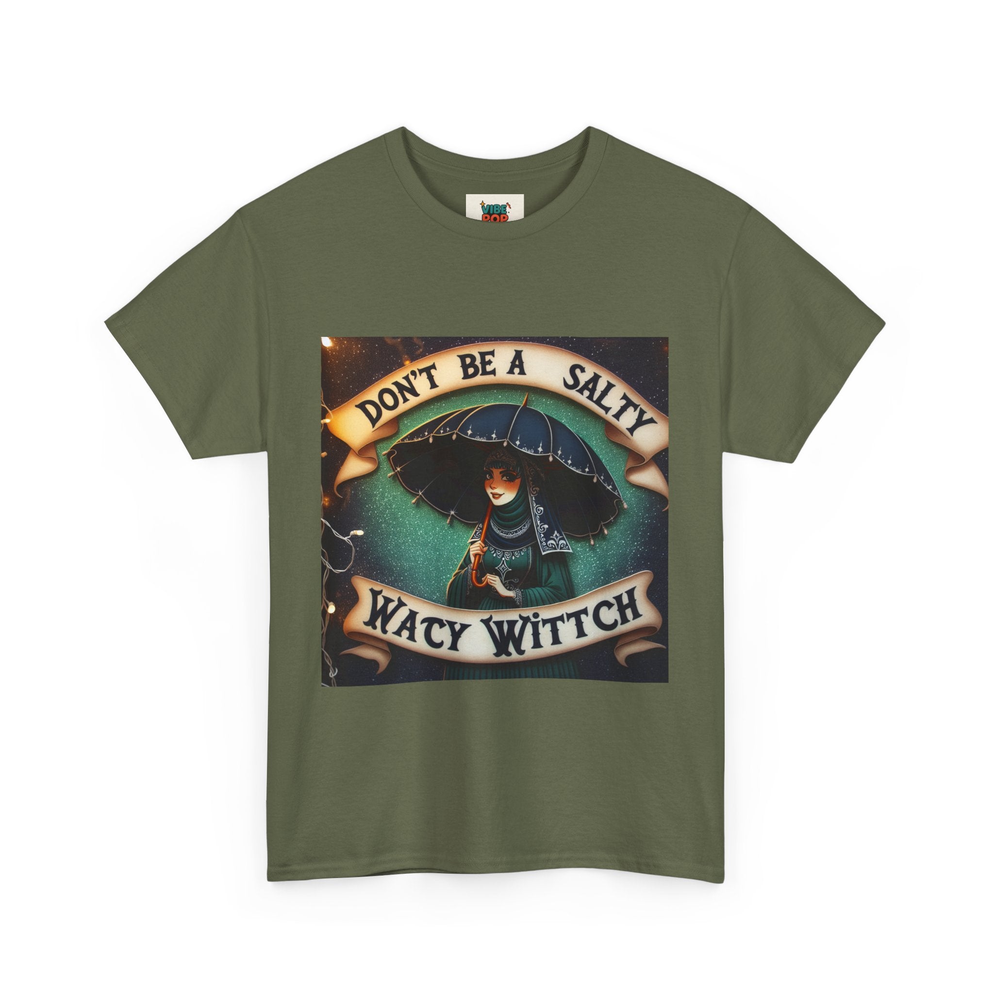 Unisex Heavy Cotton Tee: Salty Witch Graphic Tee, Perfect for Halloween, Gift for Witches, Casual Wear, Witchy Vibes, Statement Tee