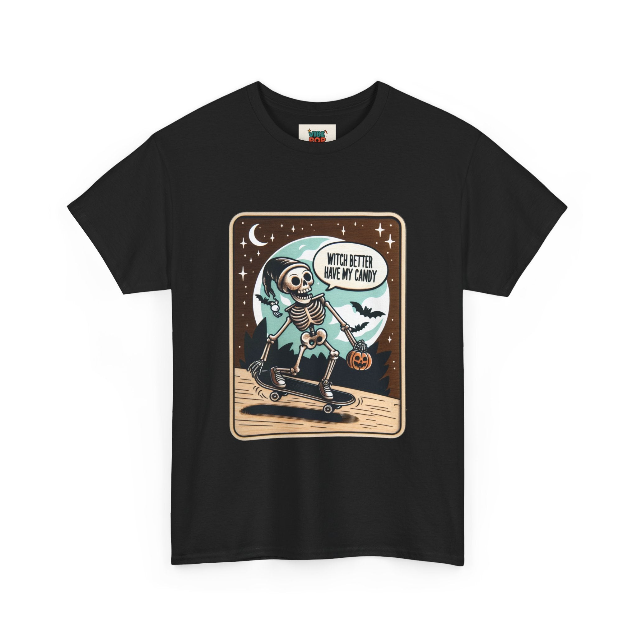 Unisex Heavy Cotton Tee Halloween, witch, candy, humor, skeleton
