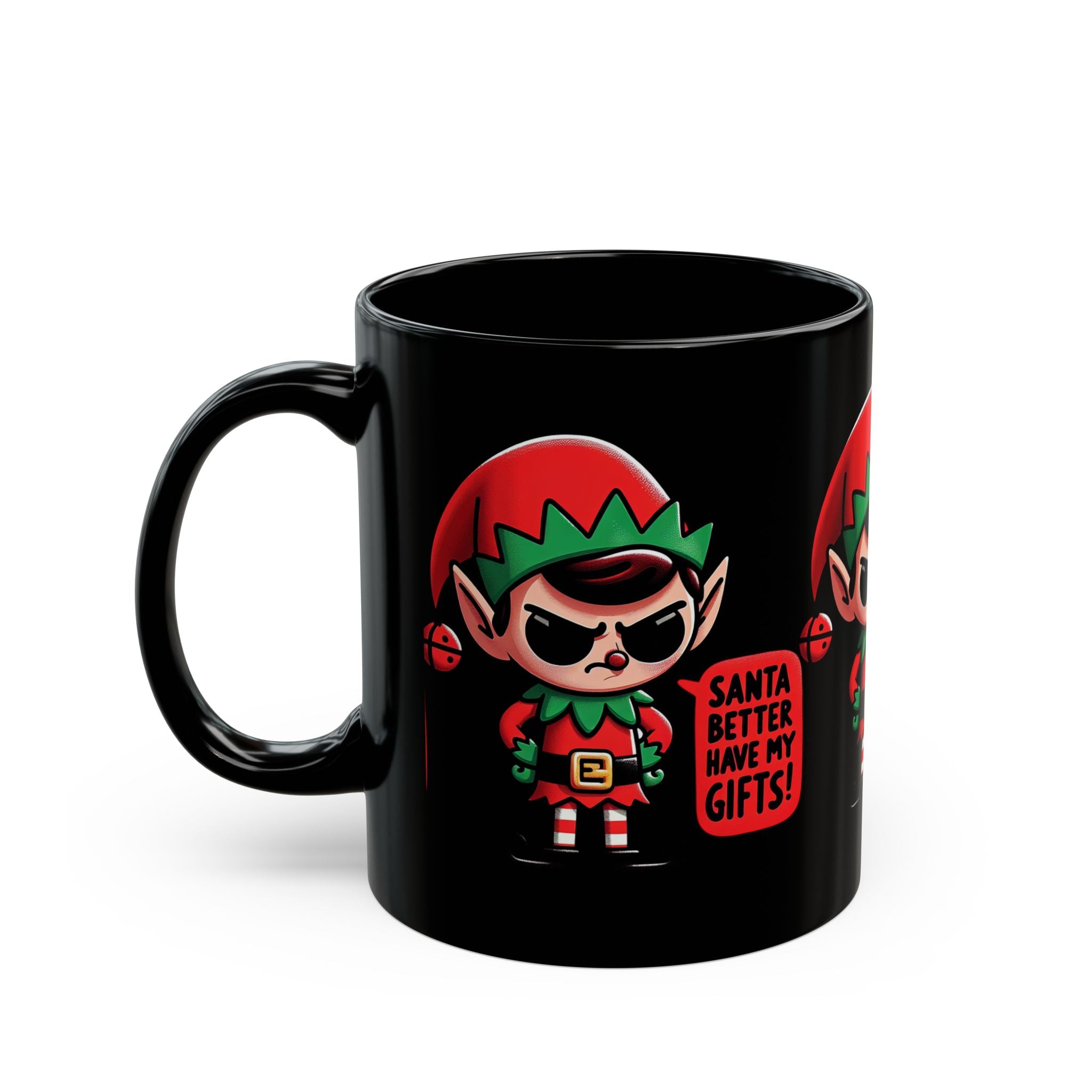 Festive Christmas Mug, Santa Gift Mug, Funny Holiday Coffee Mug, Cute Elf Mug, Gift for Friends, Holiday Decor